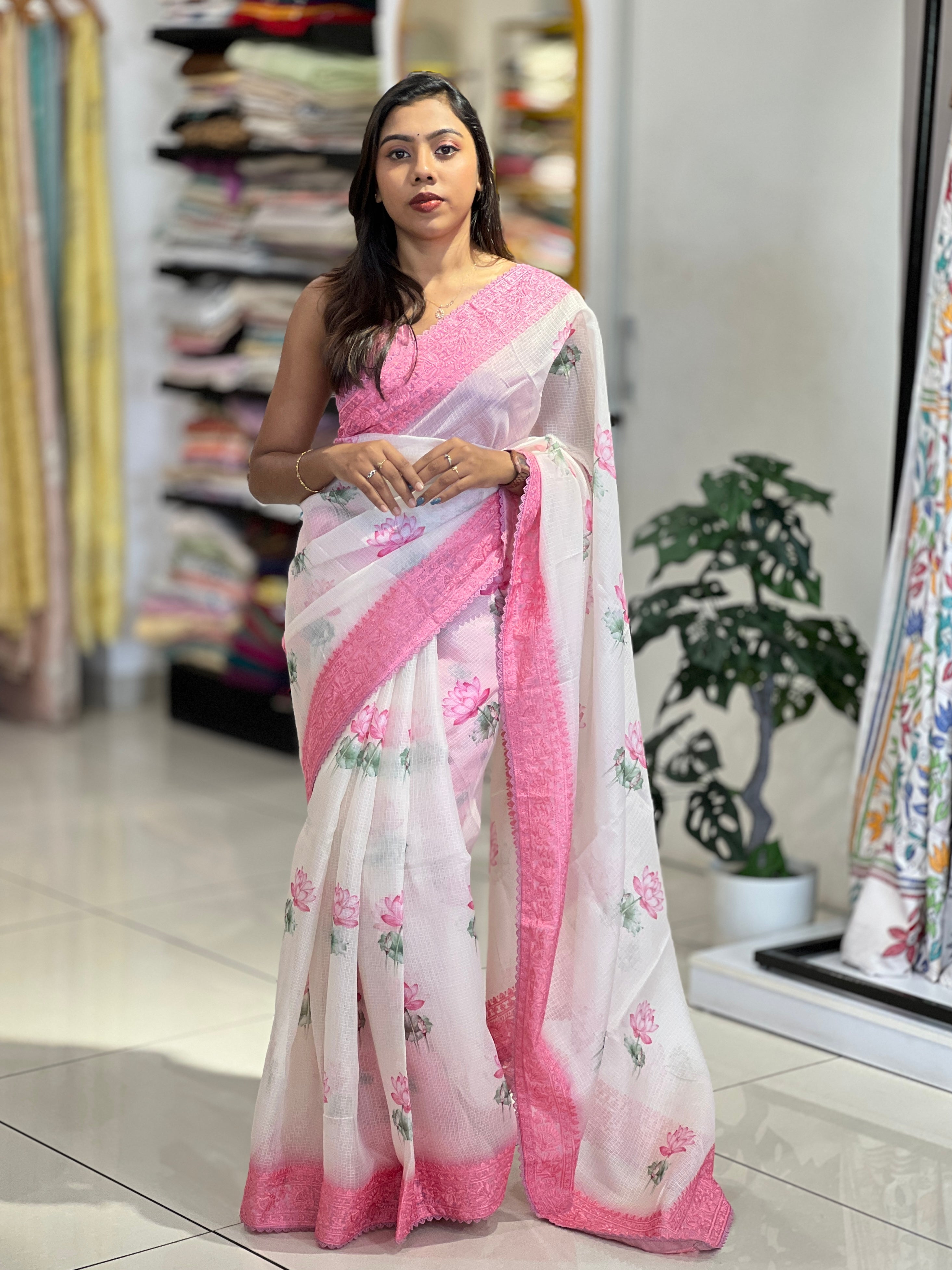 Floral Printed Kota Saree | HT375