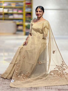 Hand Embroidered Tissue Organza Saree | BLD546