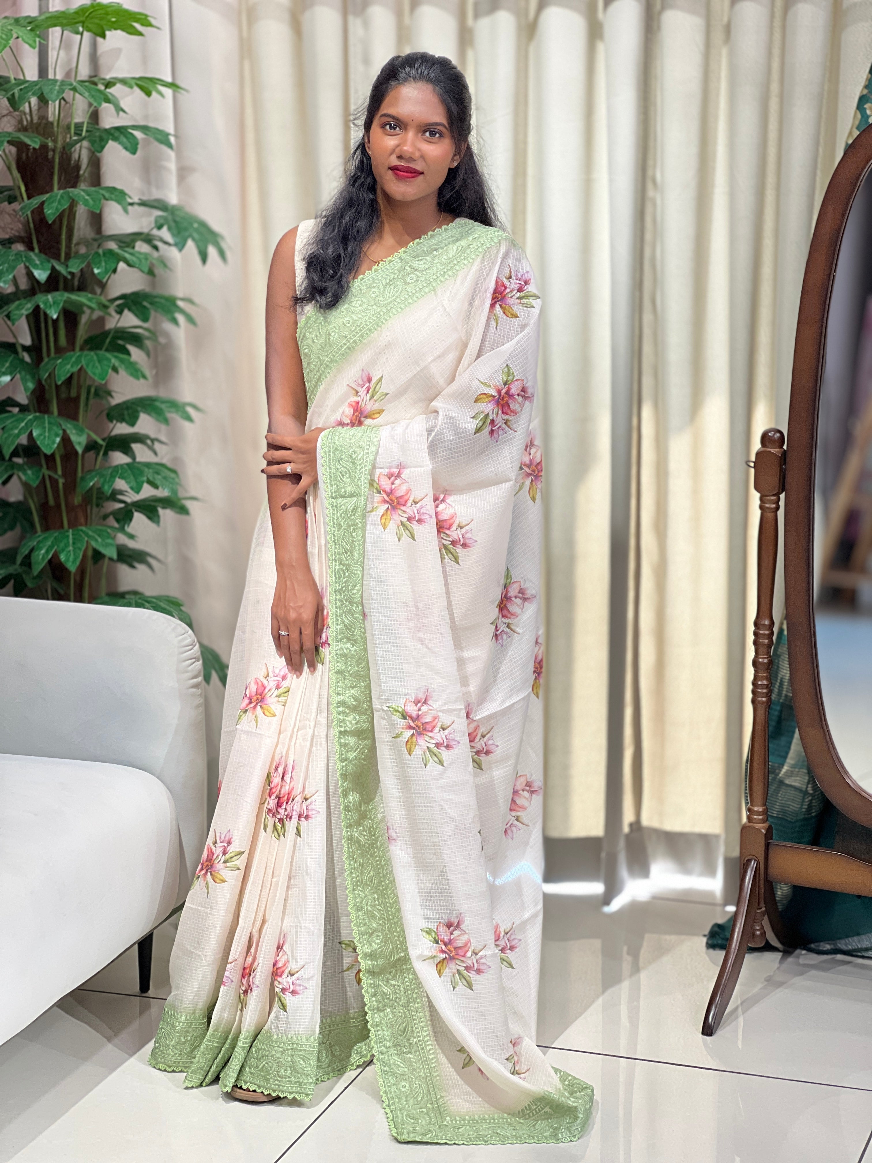Floral Printed Kota Saree | HT379