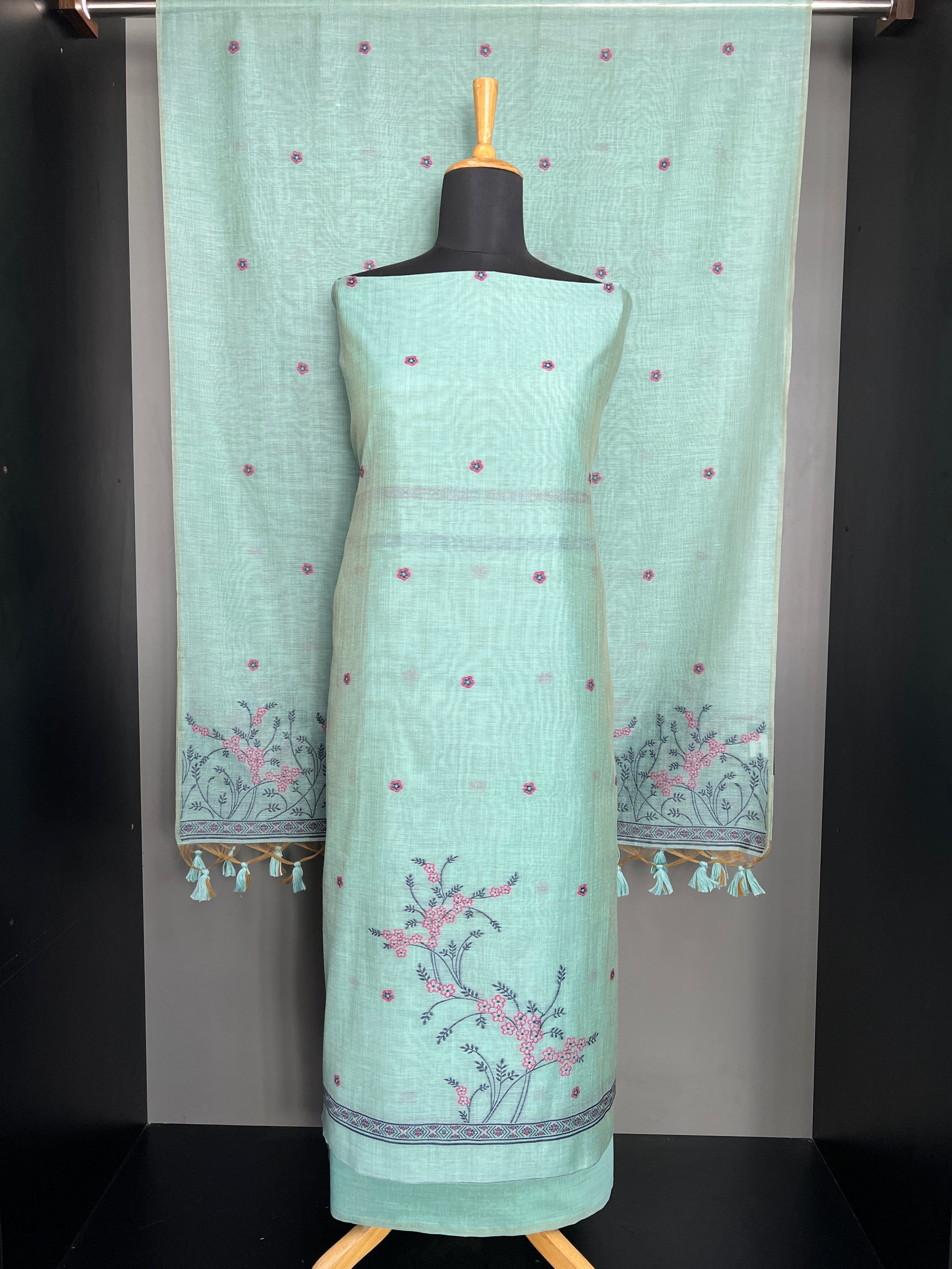 Floral Jamdani Woven Chanderi Salwar Set  | YNG895