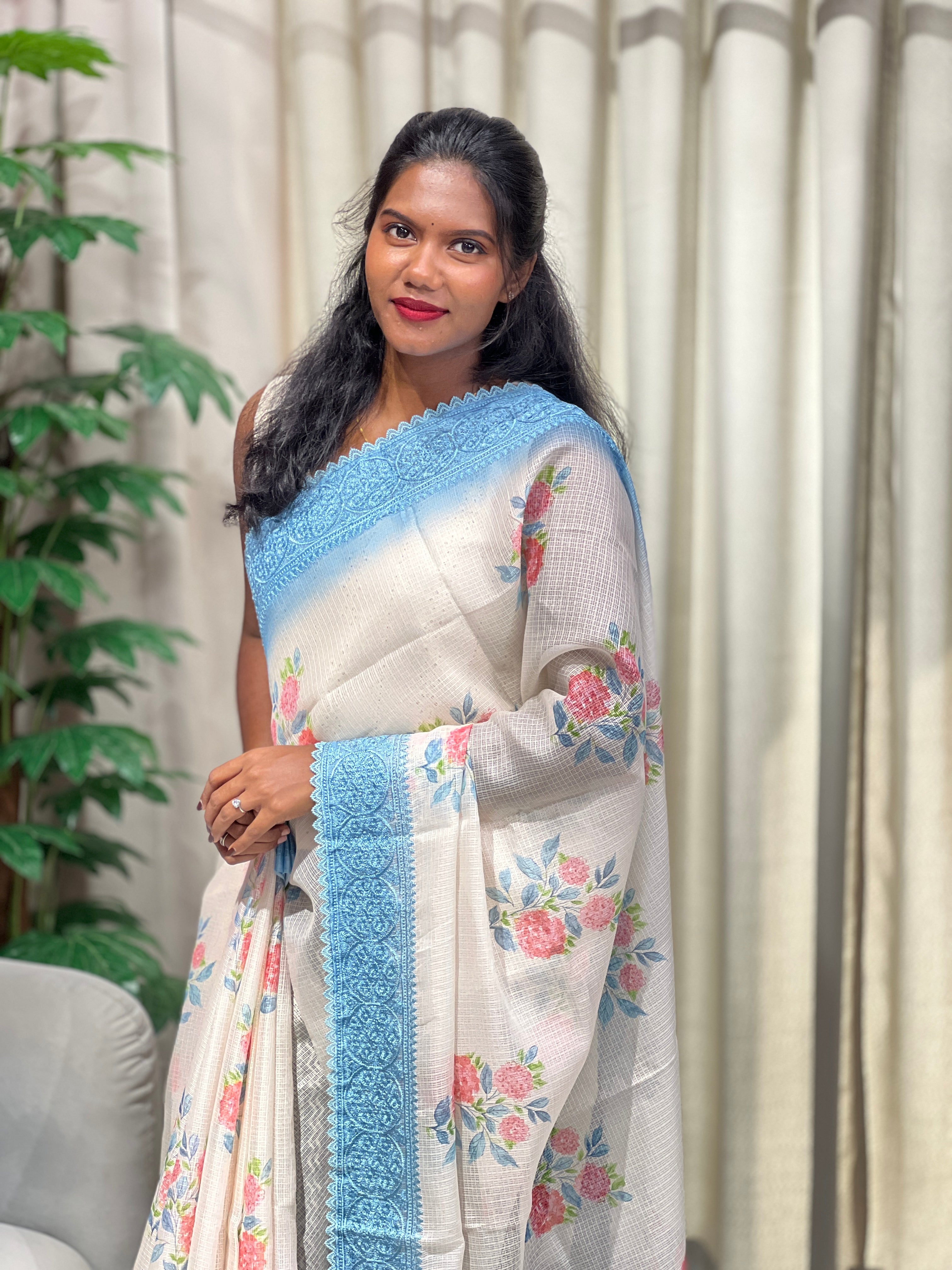 Floral Printed Kota Saree | HT412