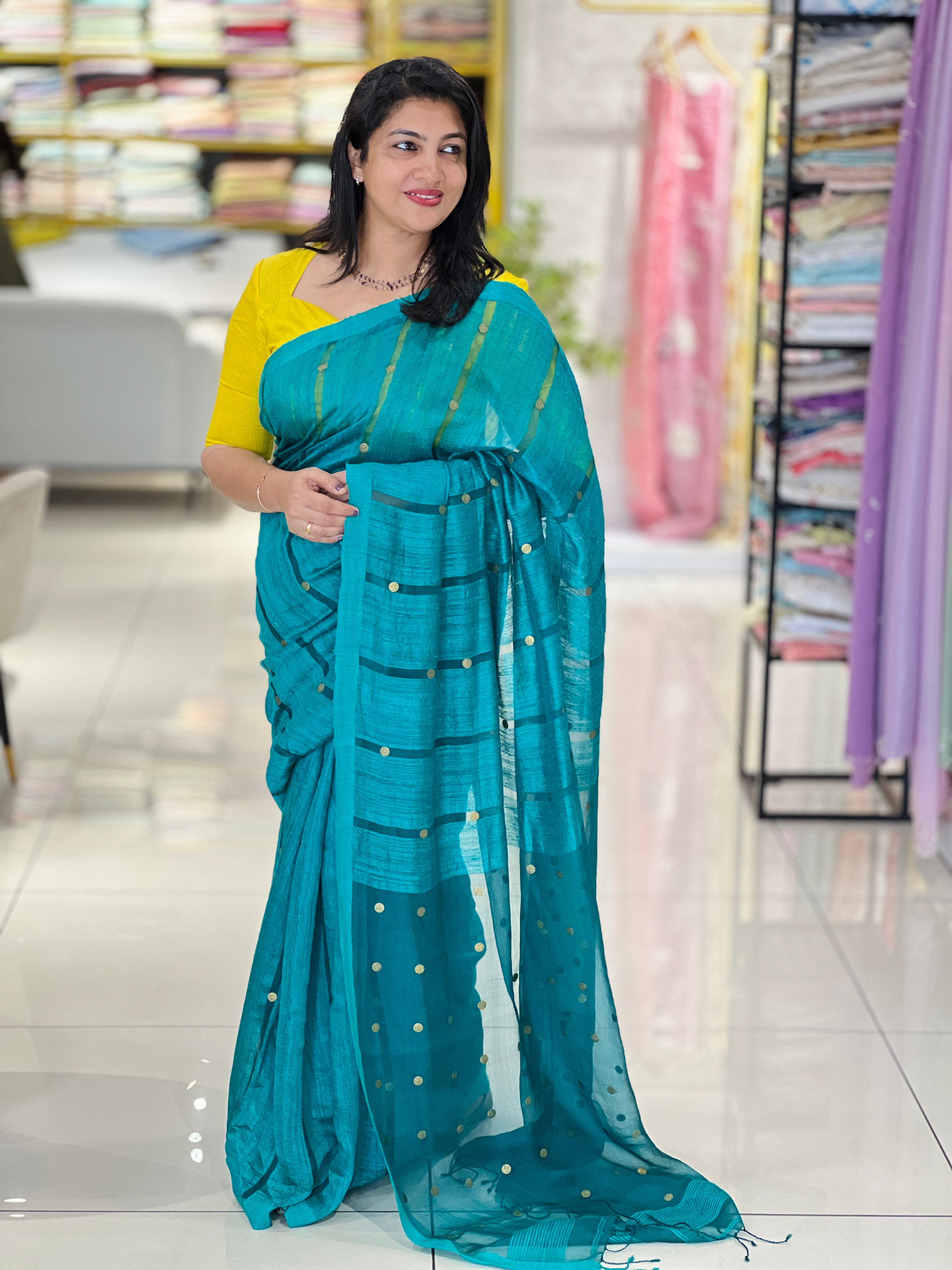 Coin Weaved Pure Tussar Matka Silk Saree | RGD1058