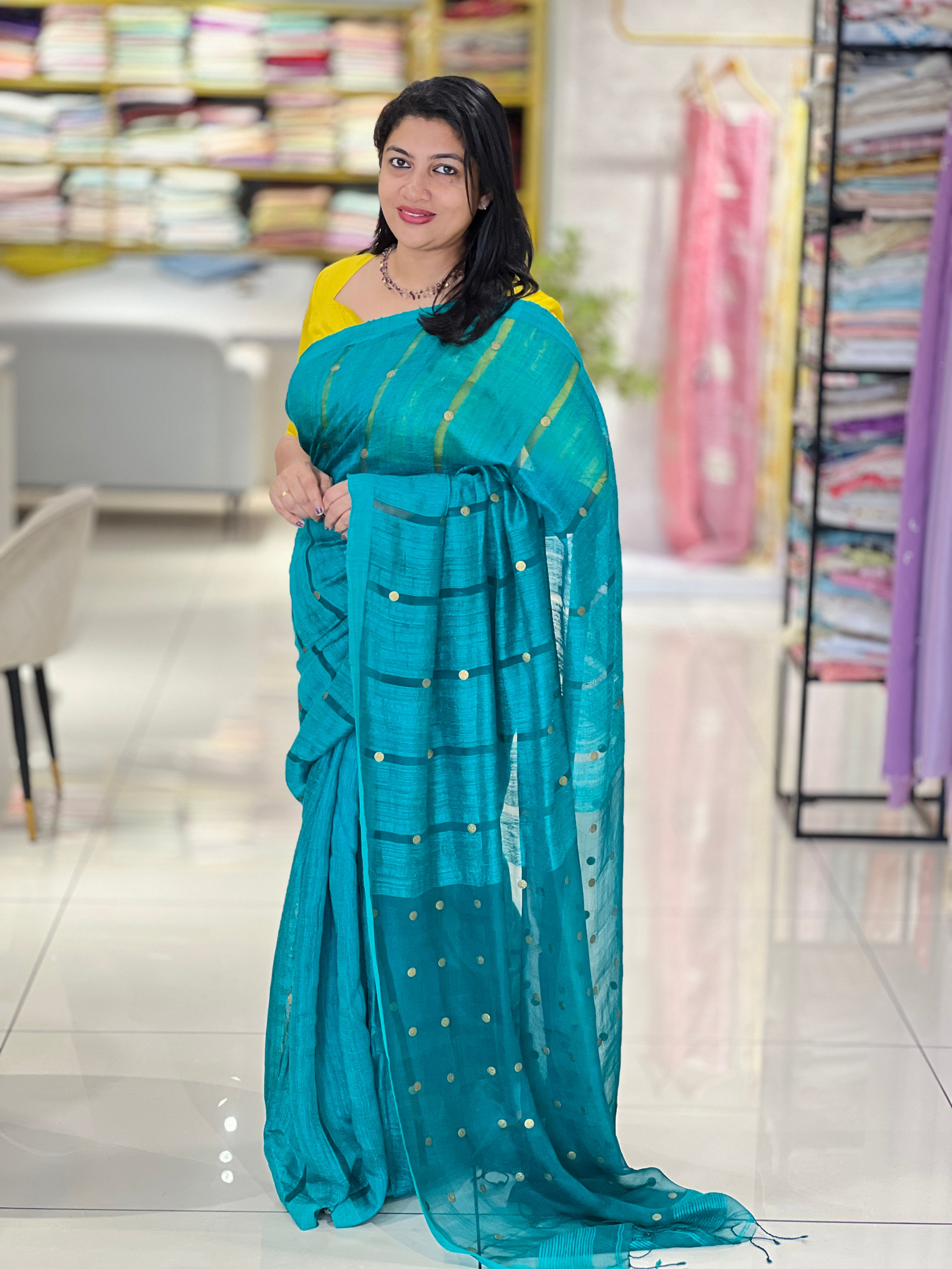 Coin Weaved Pure Tussar Matka Silk Saree | RGD1058