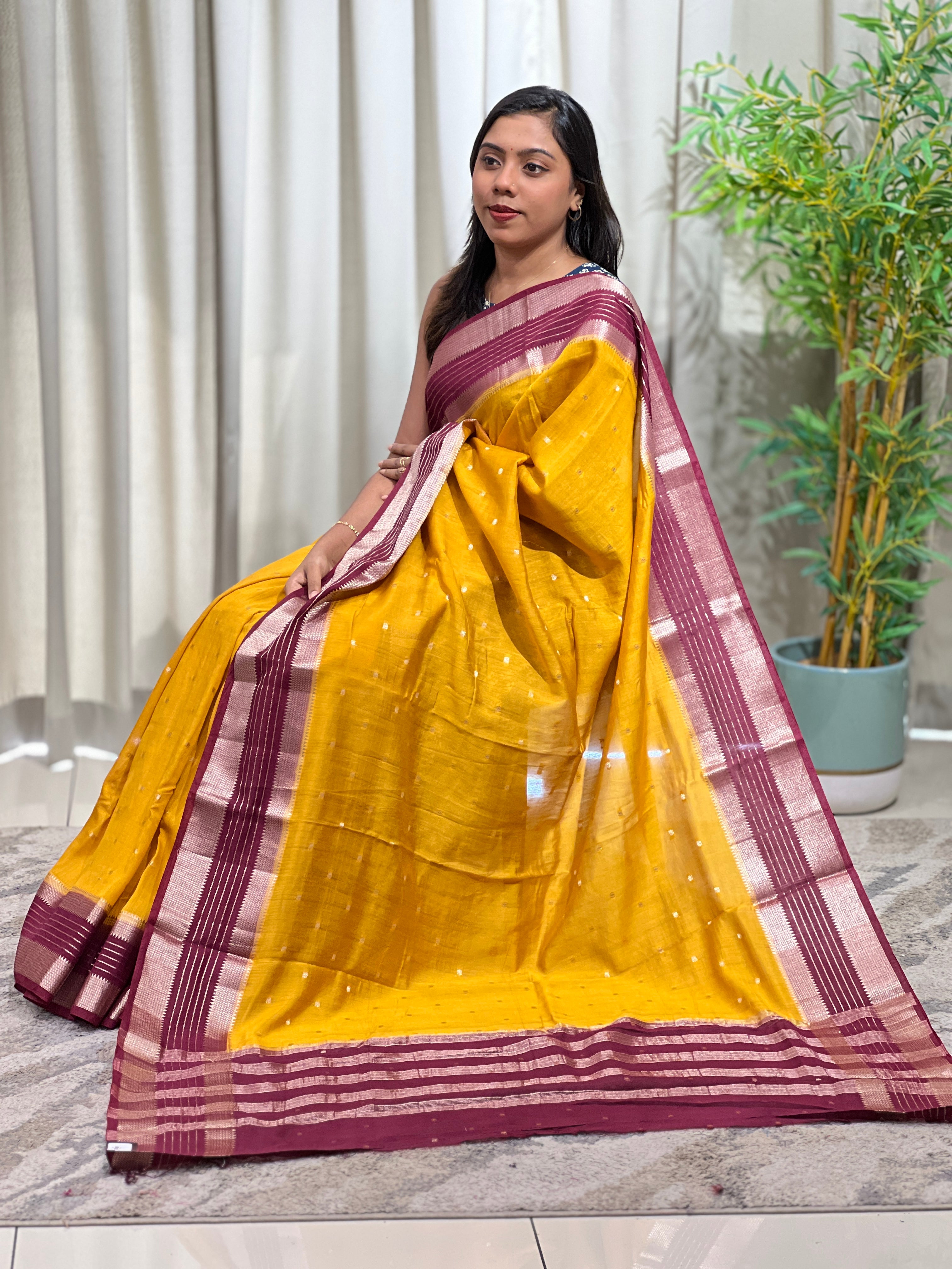 Rettapet Border Pattern Semi Chanderi Saree | YNG1515