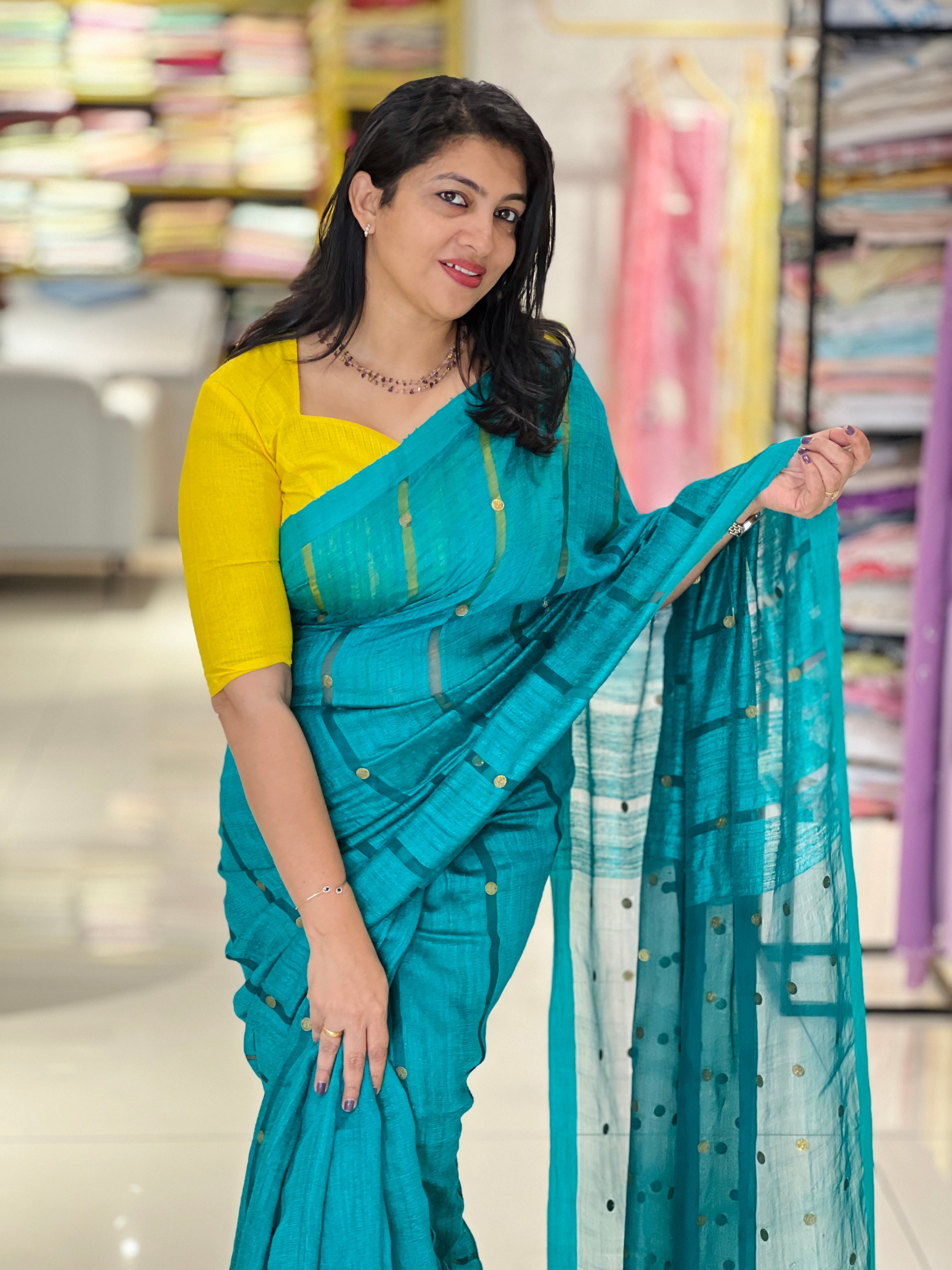 Coin Weaved Pure Tussar Matka Silk Saree | RGD1058