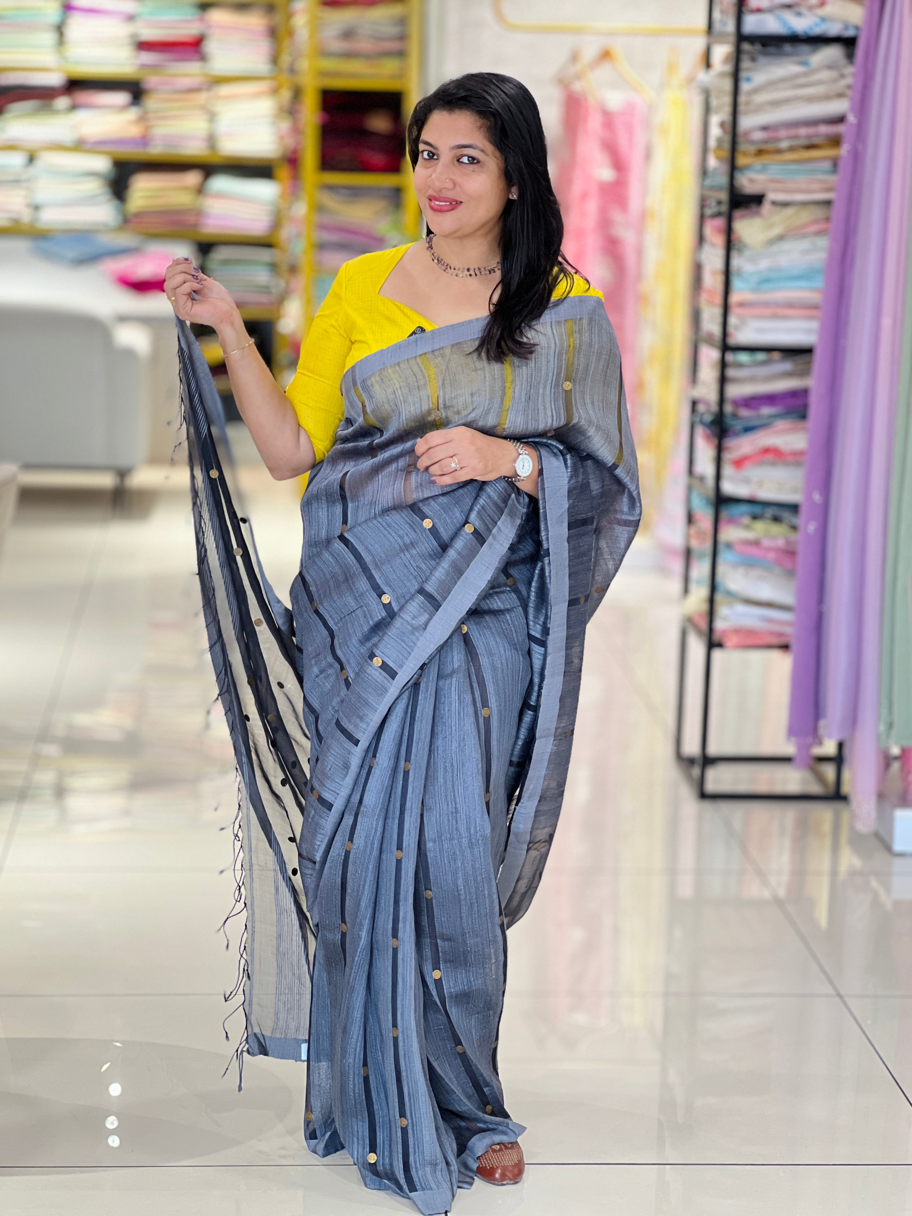 Coin Weaved Pure Tussar Matka Silk Saree |RGD1059