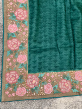 Embroidered Block Printed Tussar Saree | RGD377