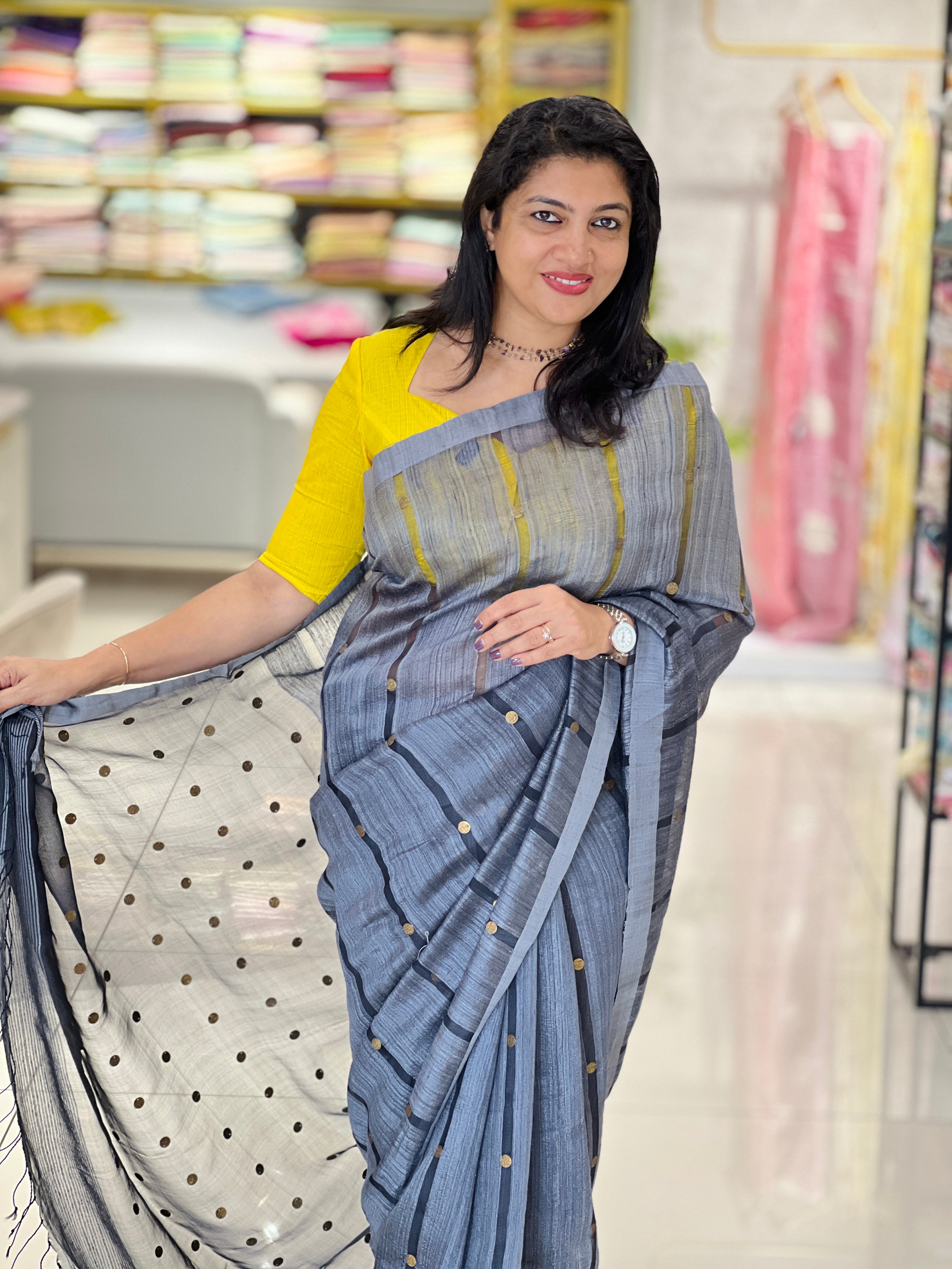 Coin Weaved Pure Tussar Matka Silk Saree |RGD1059