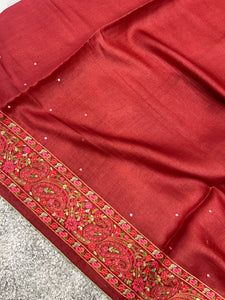 Machine Embroidered Soft Tussar Saree | RGD472