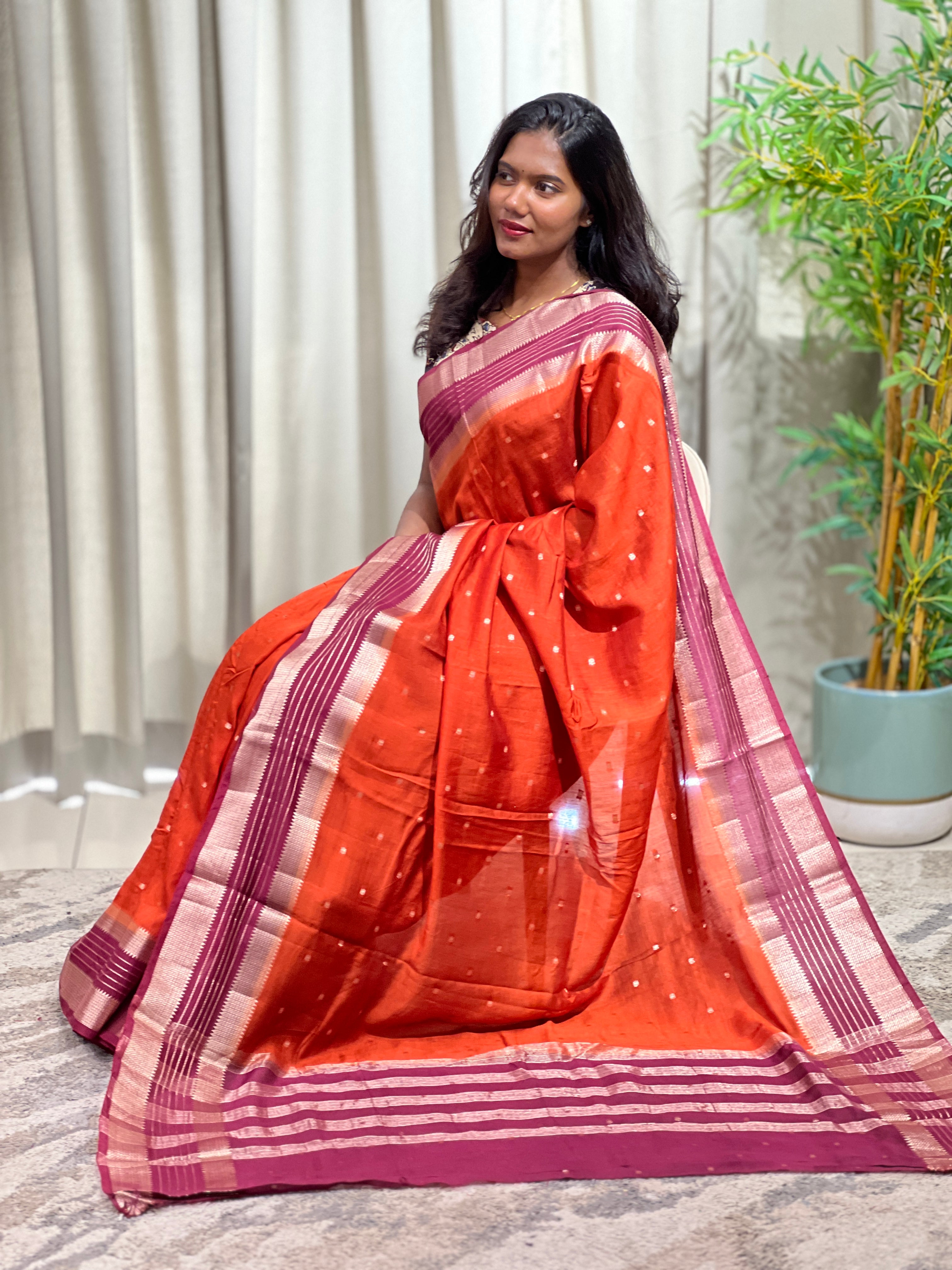 Rettapet Border Pattern Semi Chanderi Saree  | YNG1512