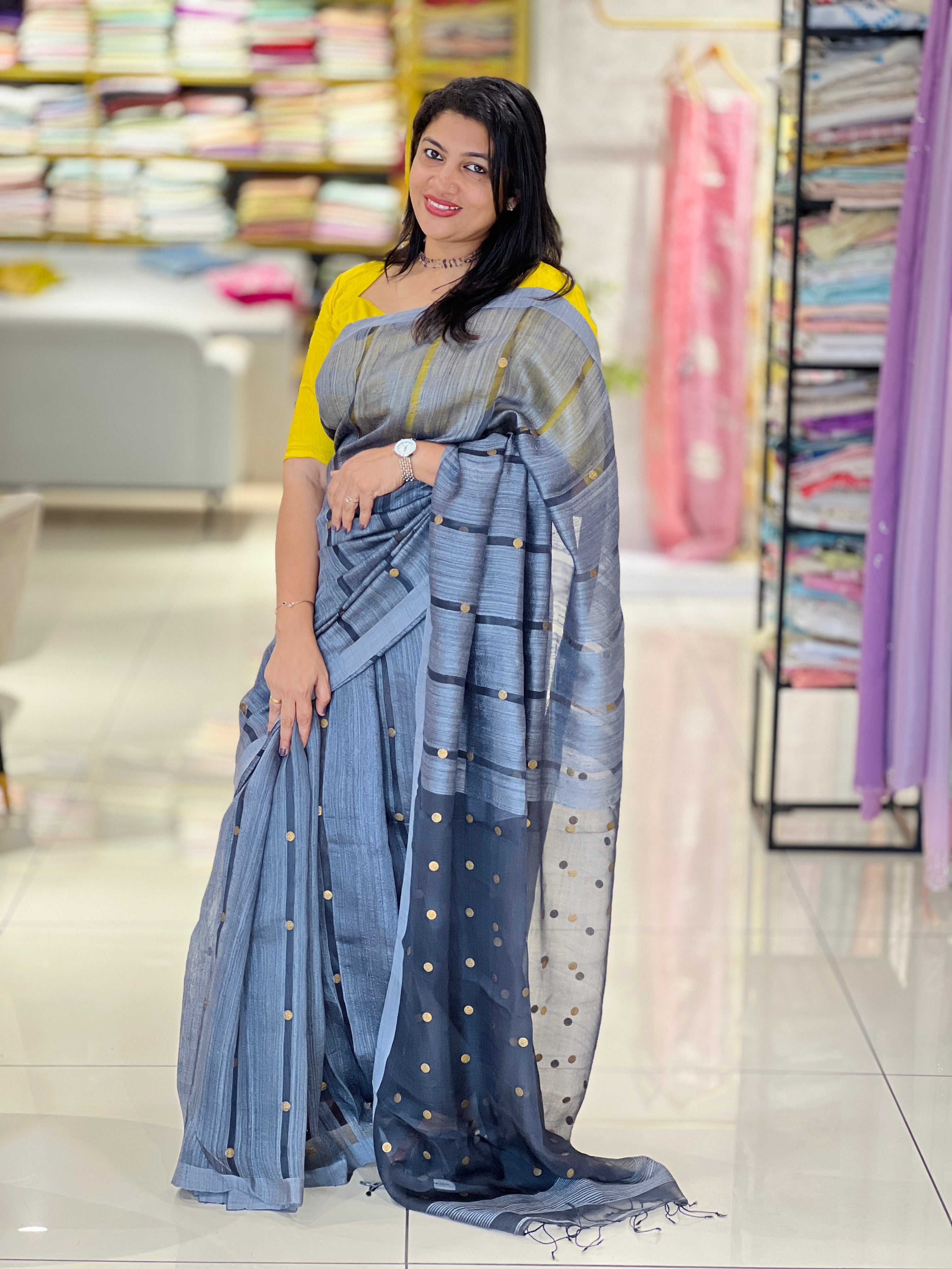 Coin Weaved Pure Tussar Matka Silk Saree |RGD1059