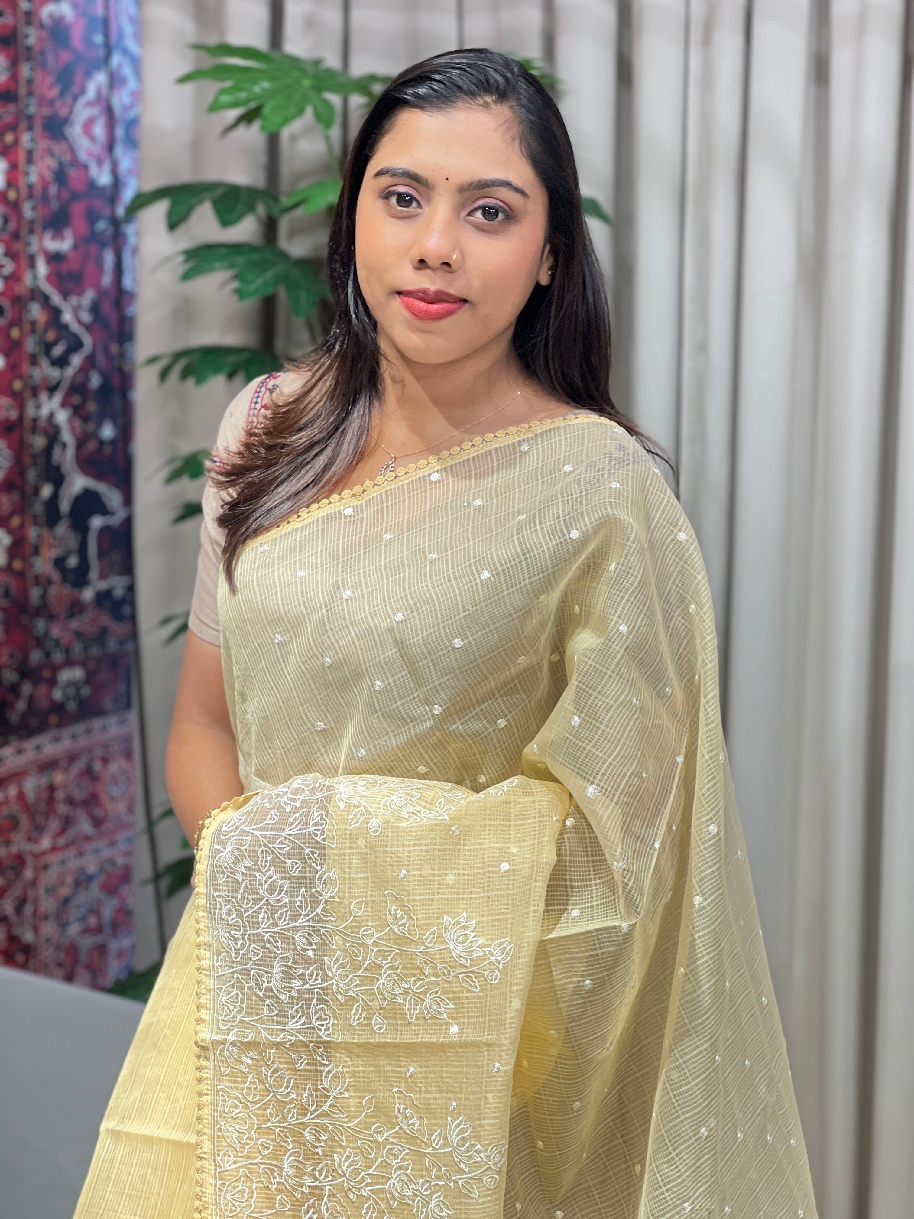 Floral Machine Embroidery Detailed Kota Saree | BLD1834