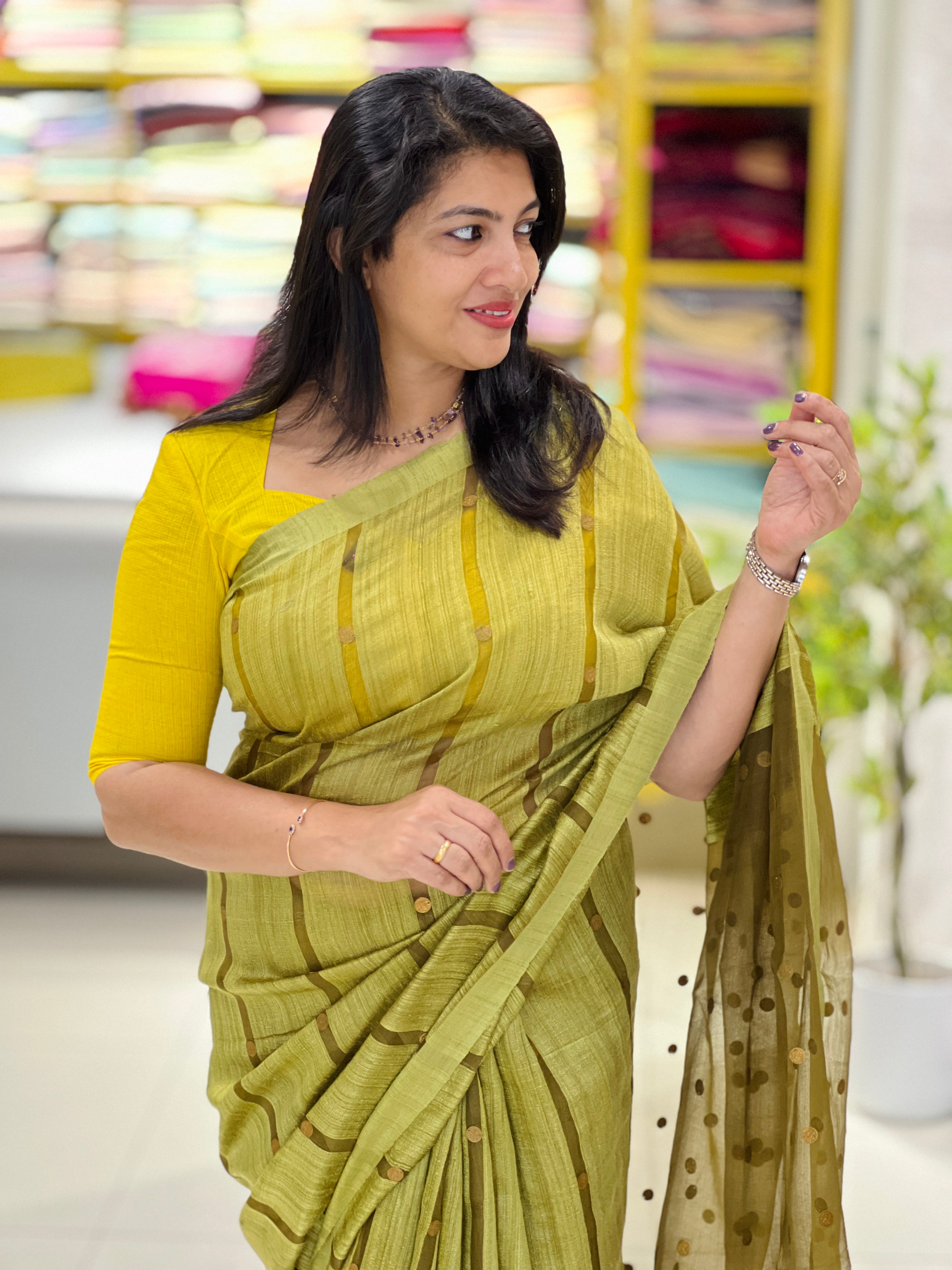 Coin Weaved  Pure Tussar Matka Silk Saree |RGD1060