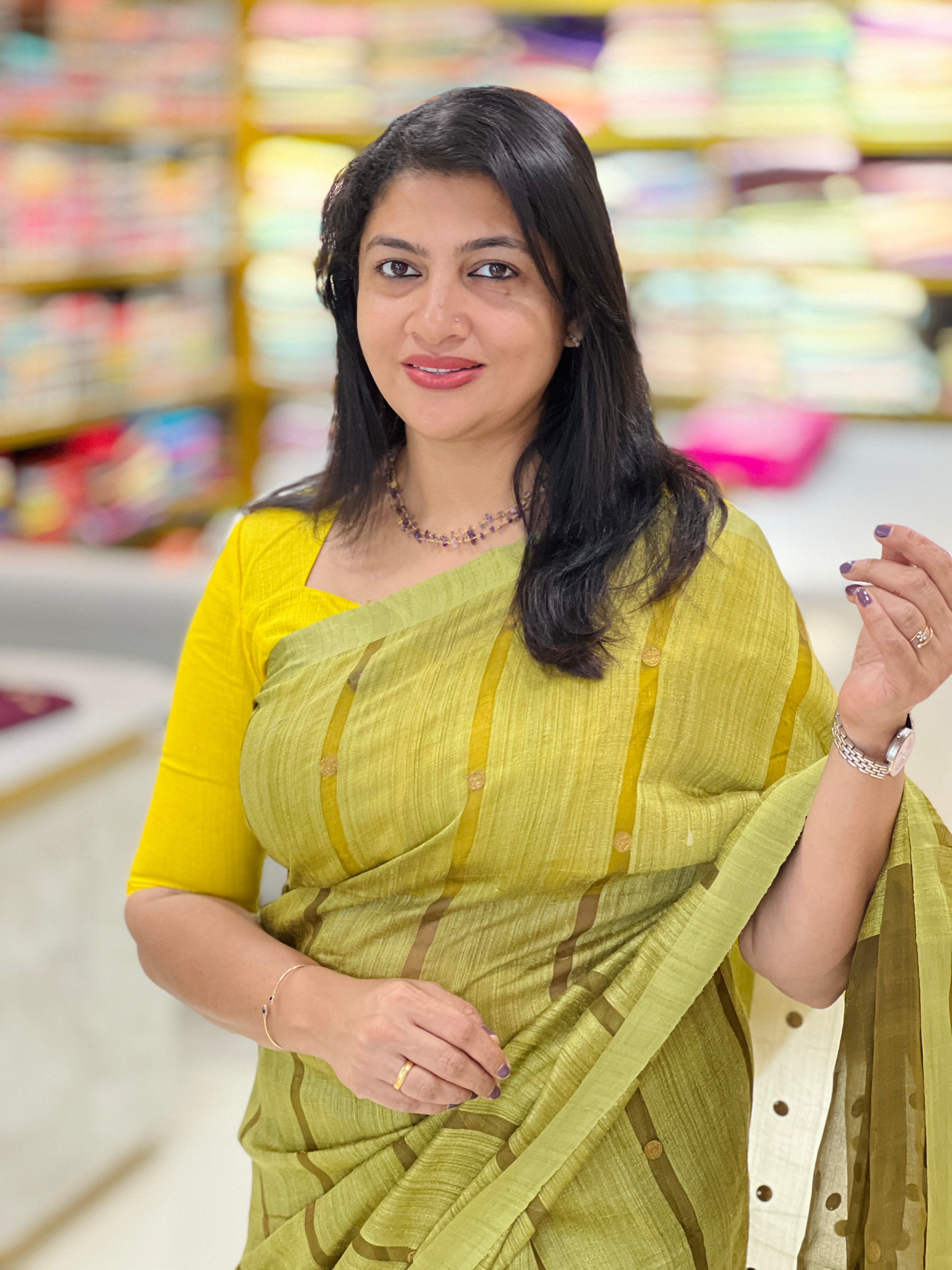 Coin Weaved  Pure Tussar Matka Silk Saree |RGD1060