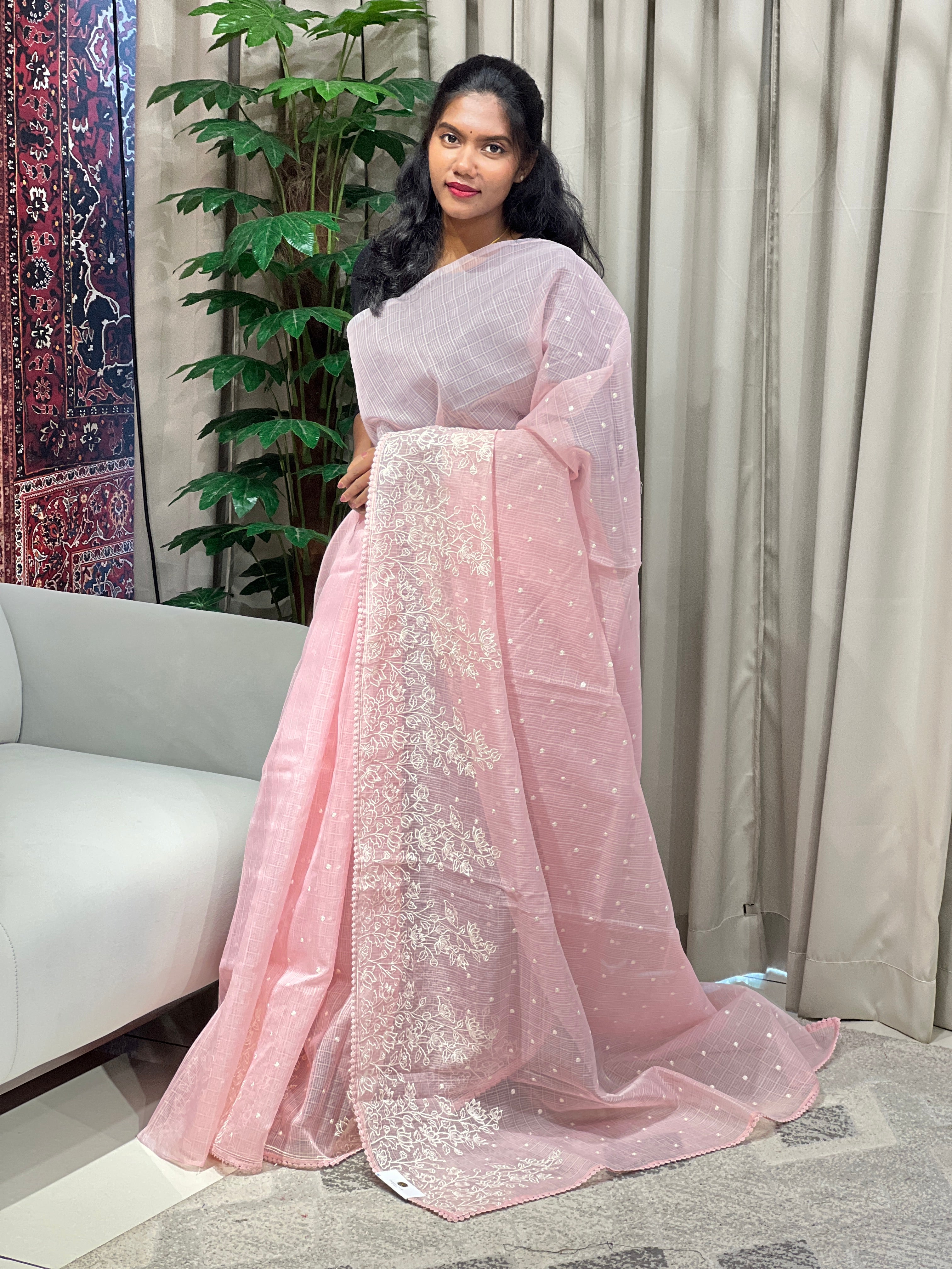 Floral Machine Embroidery Detailed Kota Saree | BLD1837