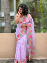 Floral Embroidered Semi Organza Saree | ARS333