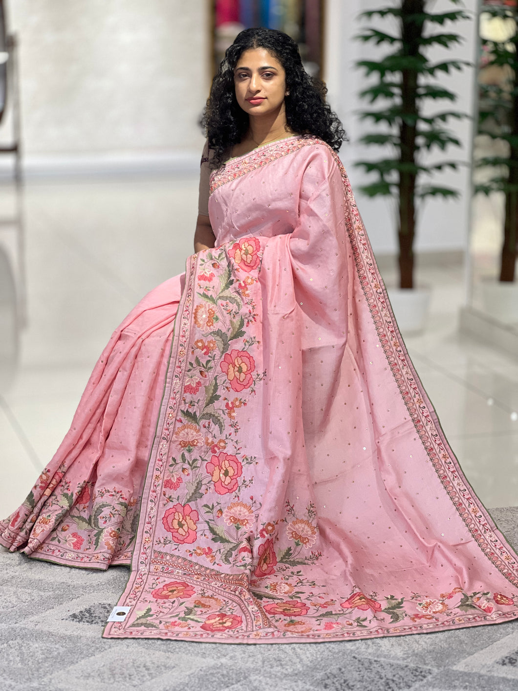 Floral Embroidered Soft Tussar Saree | RGD381