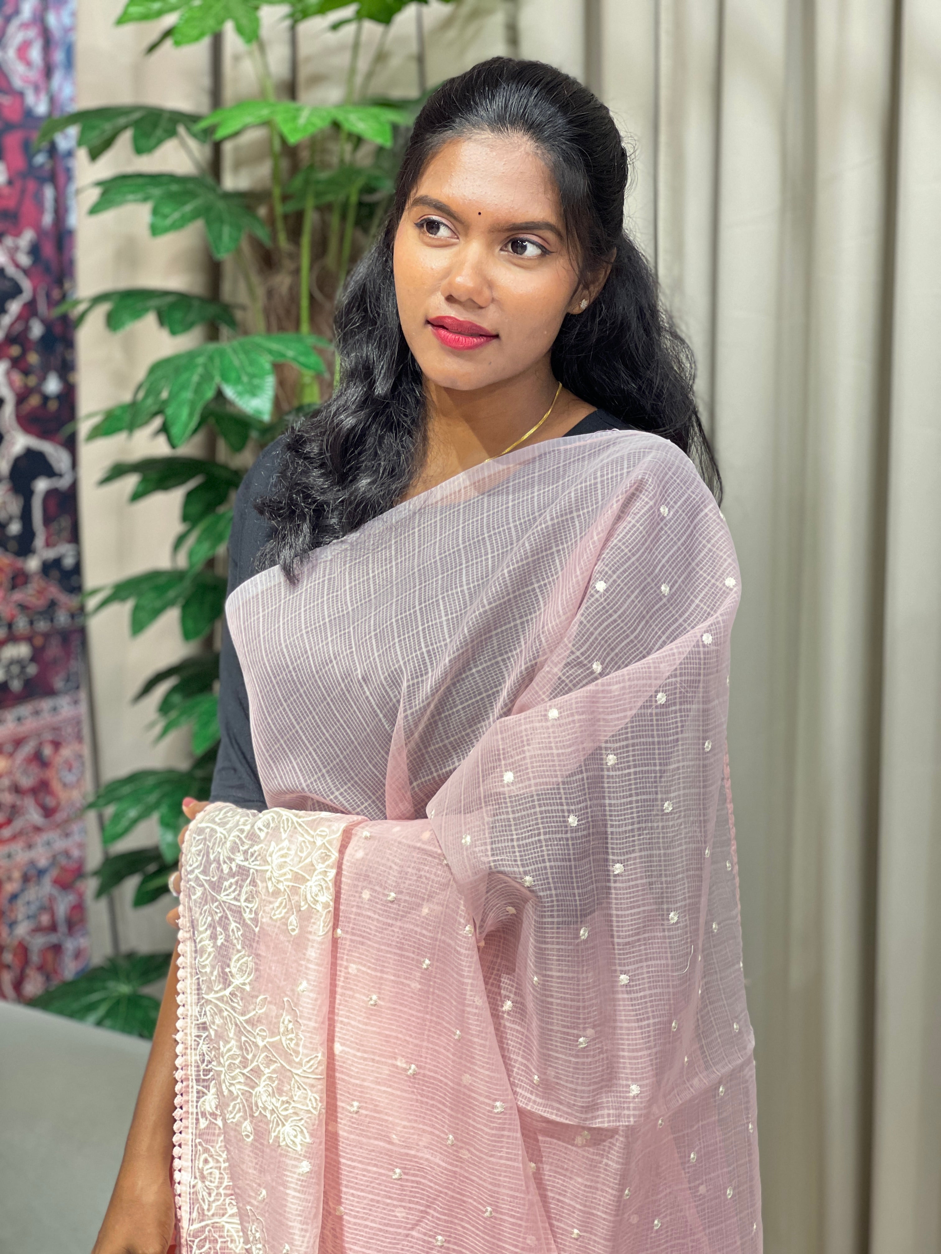 Floral Machine Embroidery Detailed Kota Saree | BLD1837