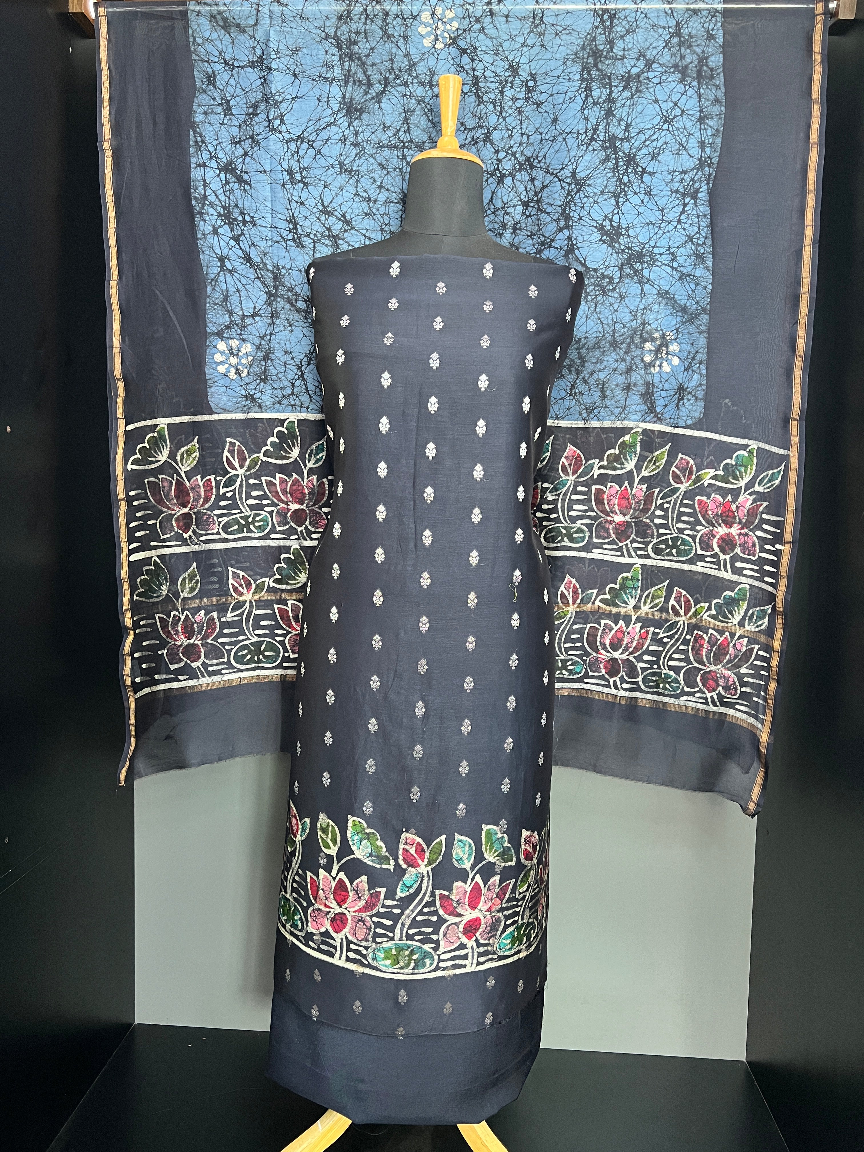 Batik Printed Chanderi Silk Salwar Set | LV537