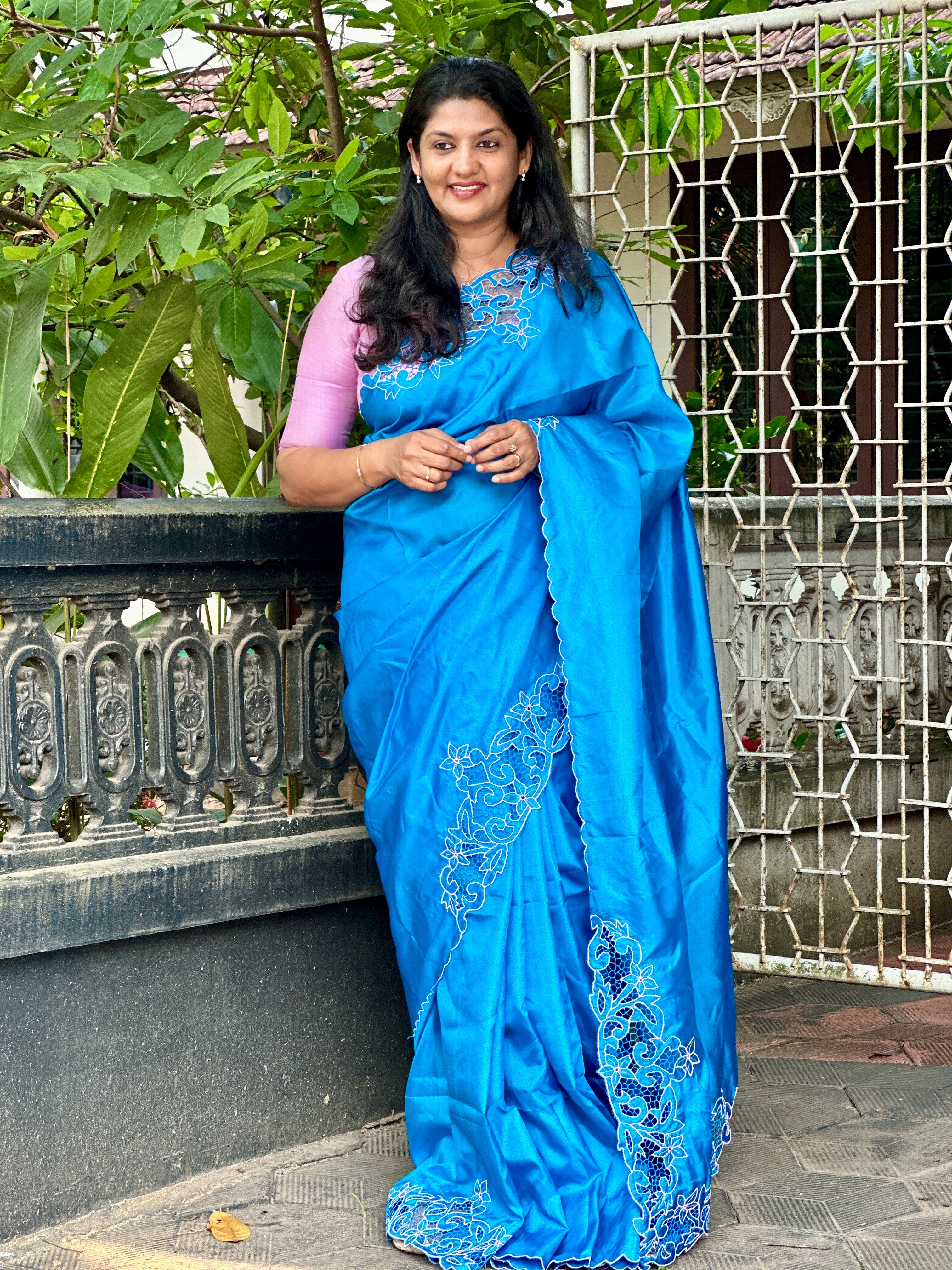 Twine Cut Work Placement Detailed Pure Silk Saree | TC397