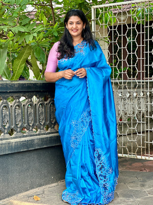 Twine Cut Work Placement Detailed Pure Silk Saree | TC397