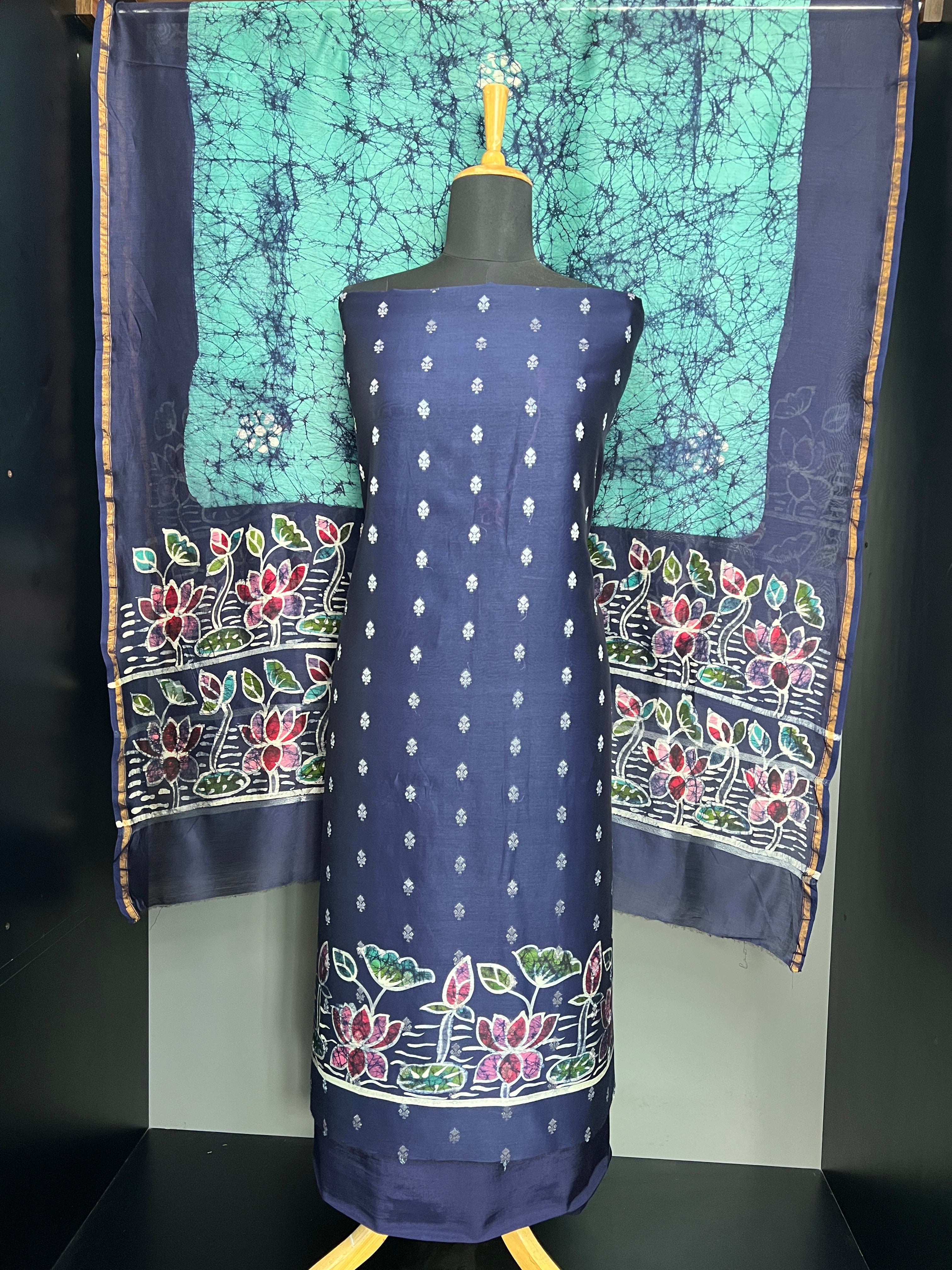 Batik Printed Chanderi Silk Salwar Set | LV536