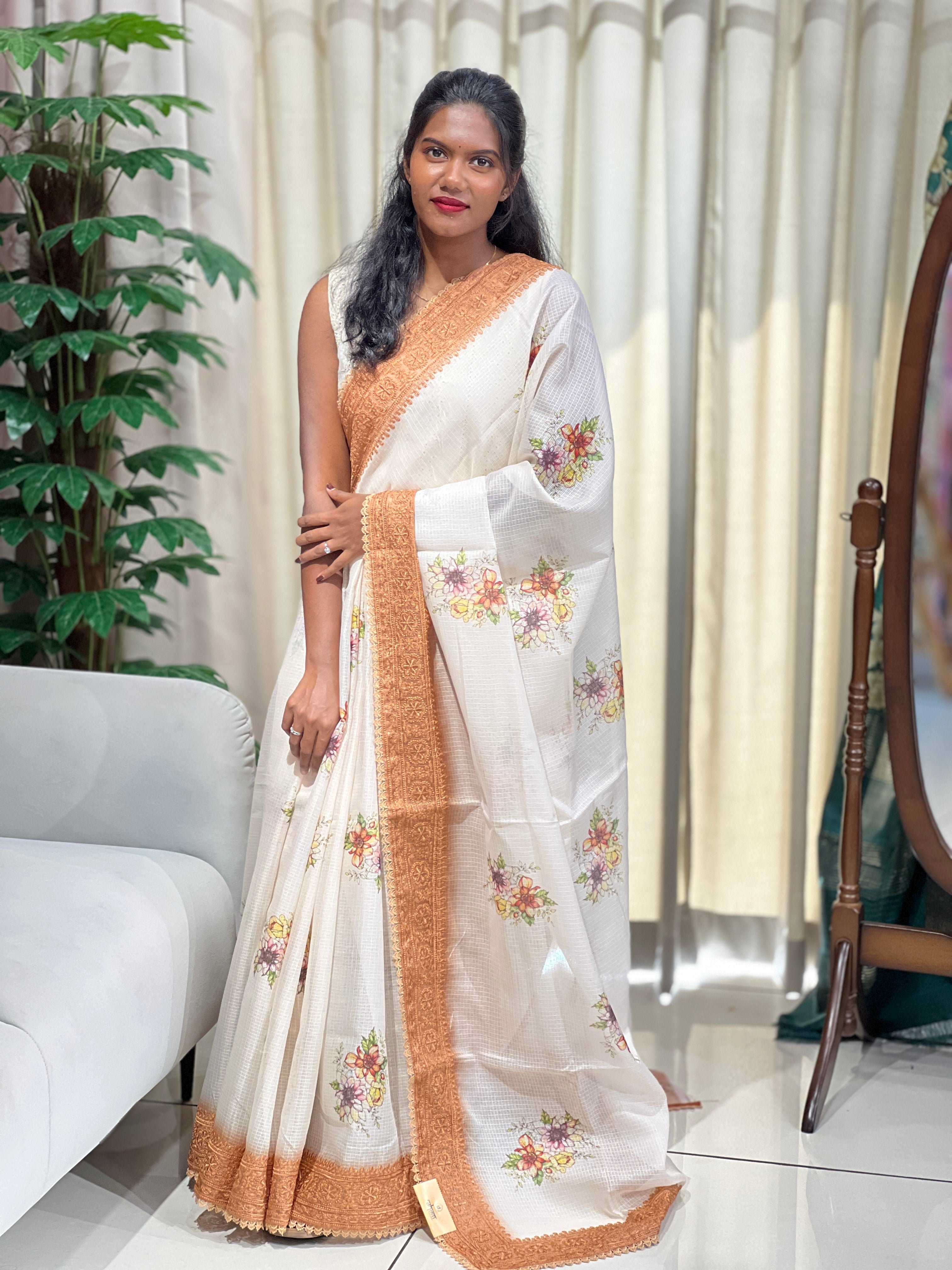 Floral Printed Kota Saree | HT411