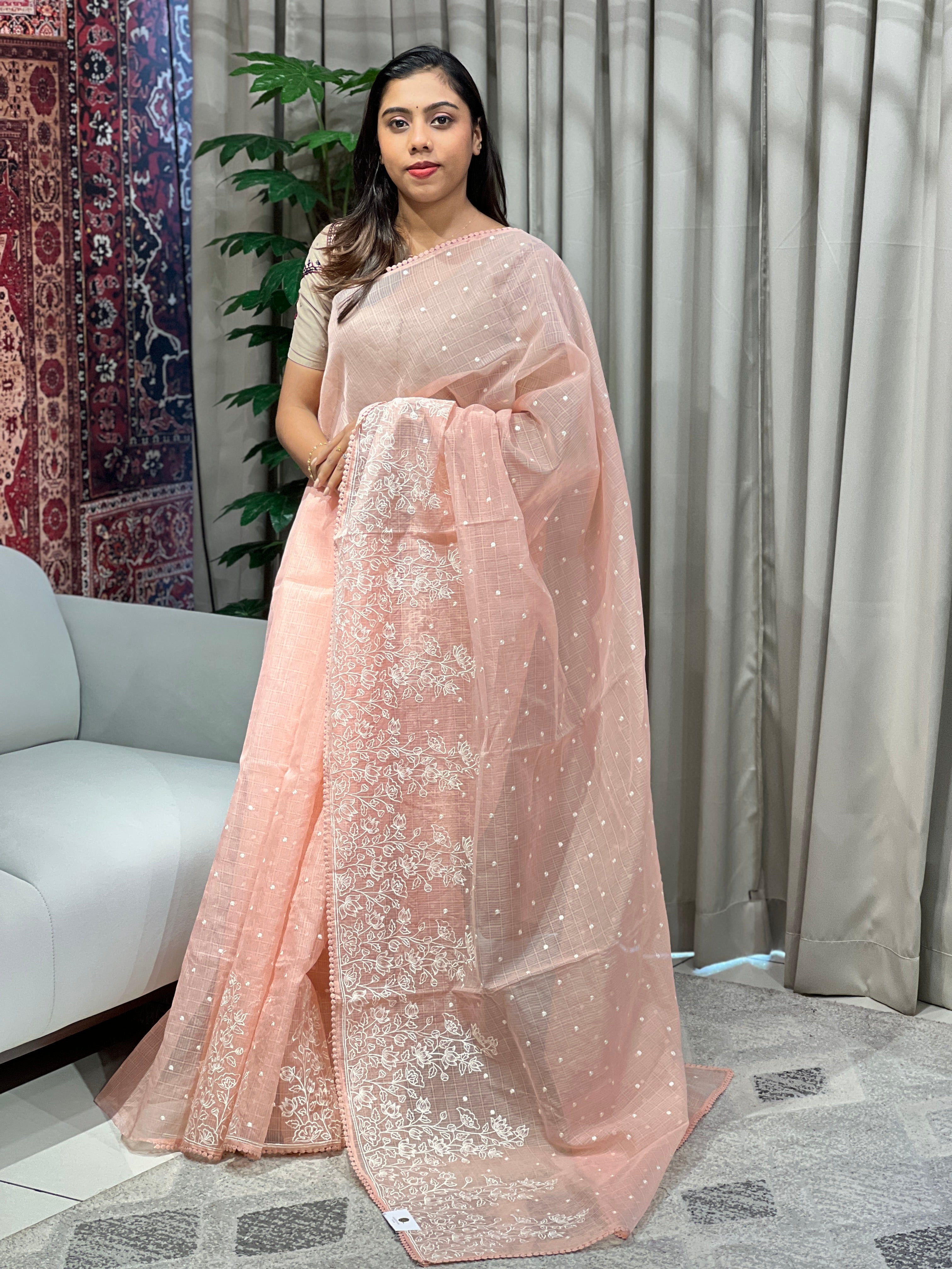 Floral Machine Embroidery Detailed Kota Saree | BLD1835