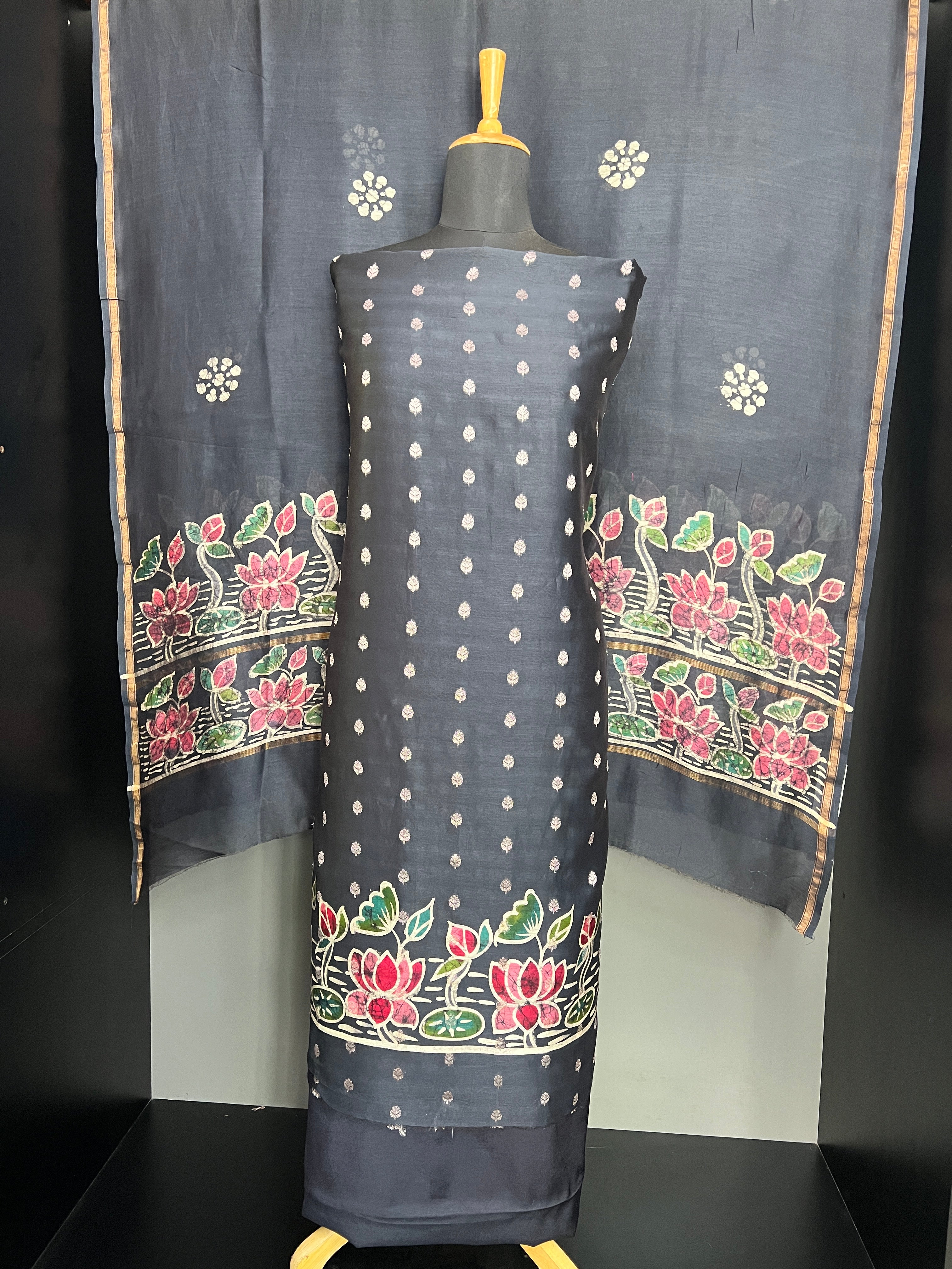 Batik Printed Chanderi Silk Salwar Set | LV538