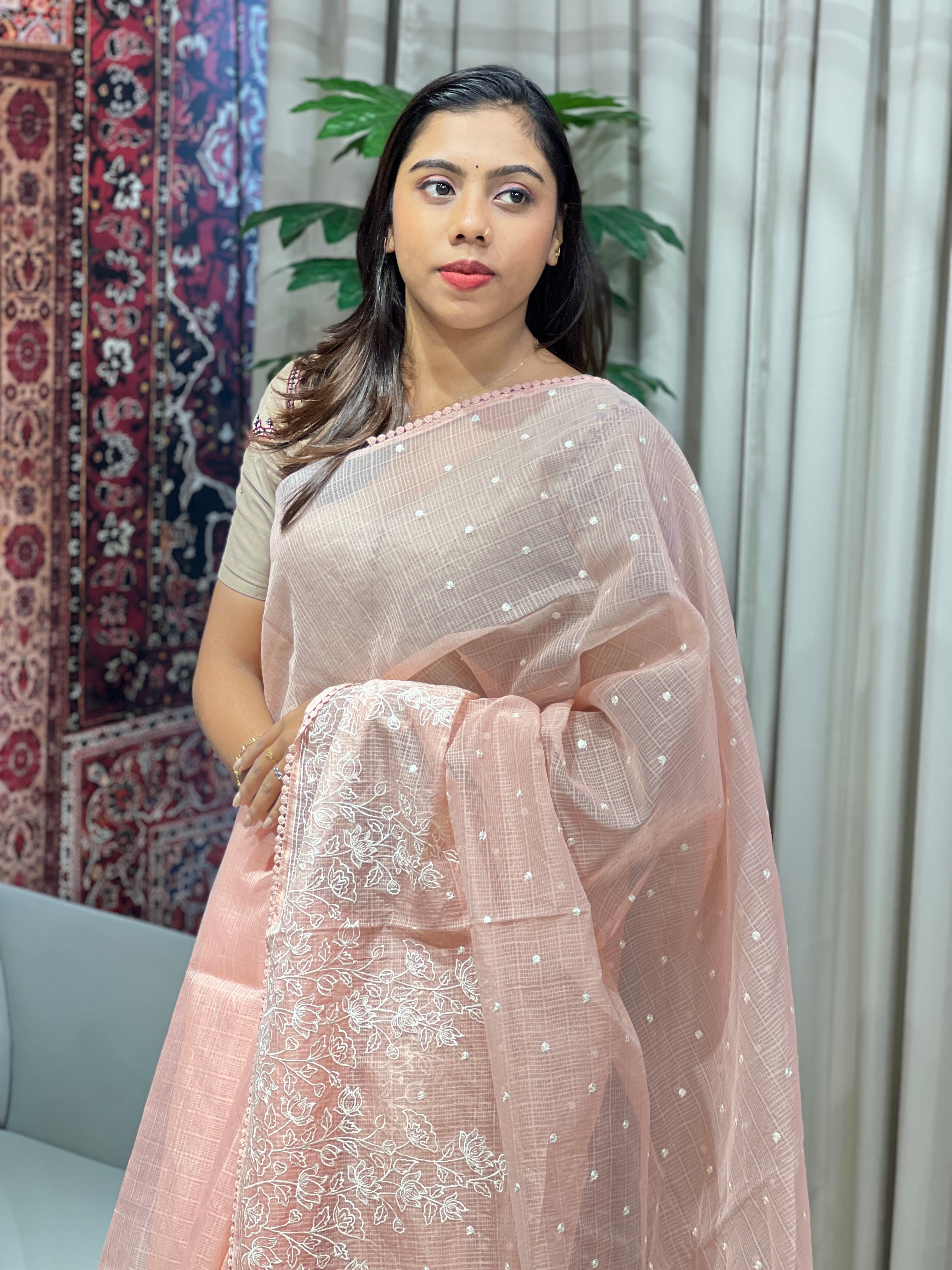 Floral Machine Embroidery Detailed Kota Saree | BLD1835