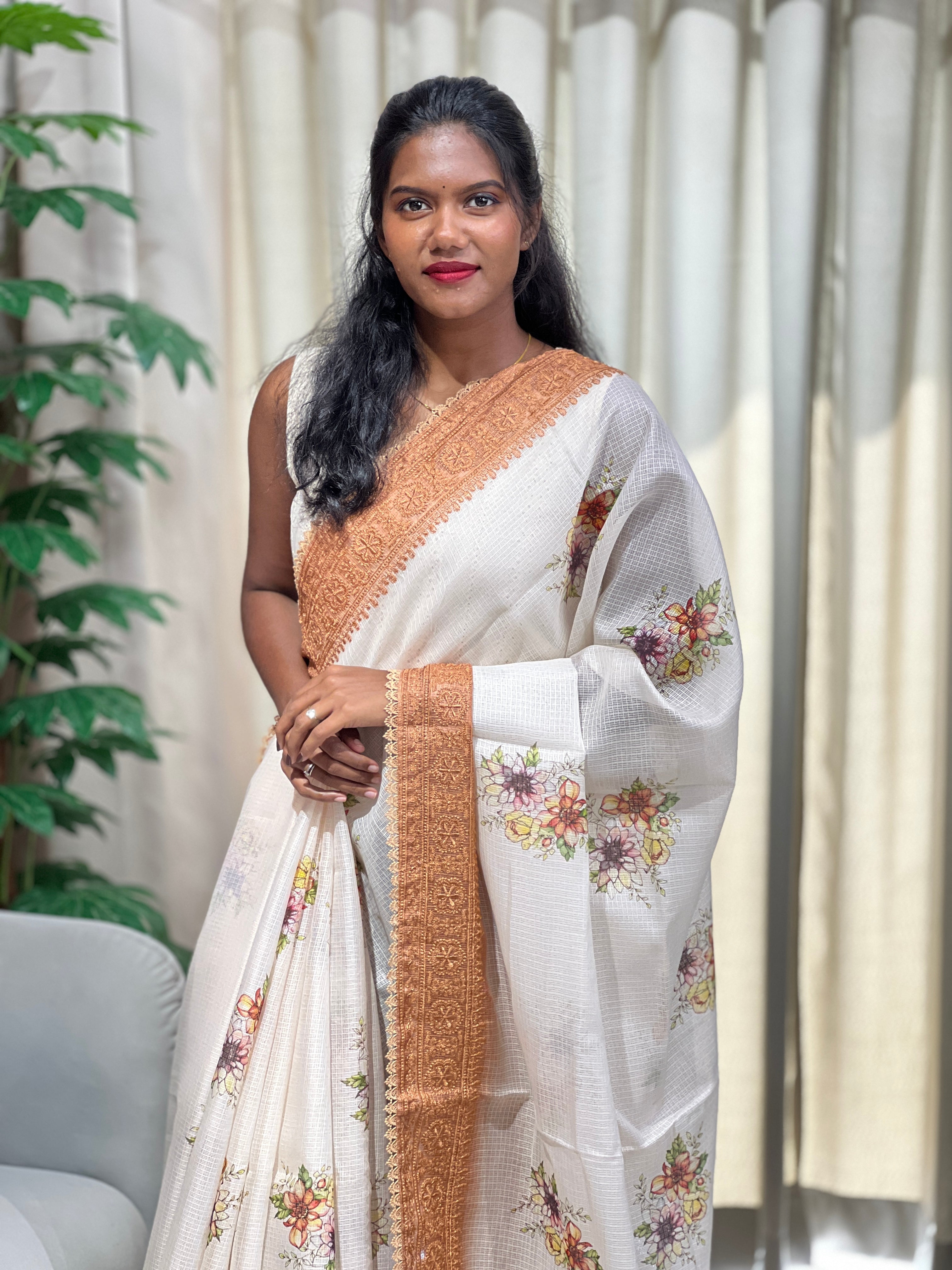 Floral Printed Kota Saree | HT411