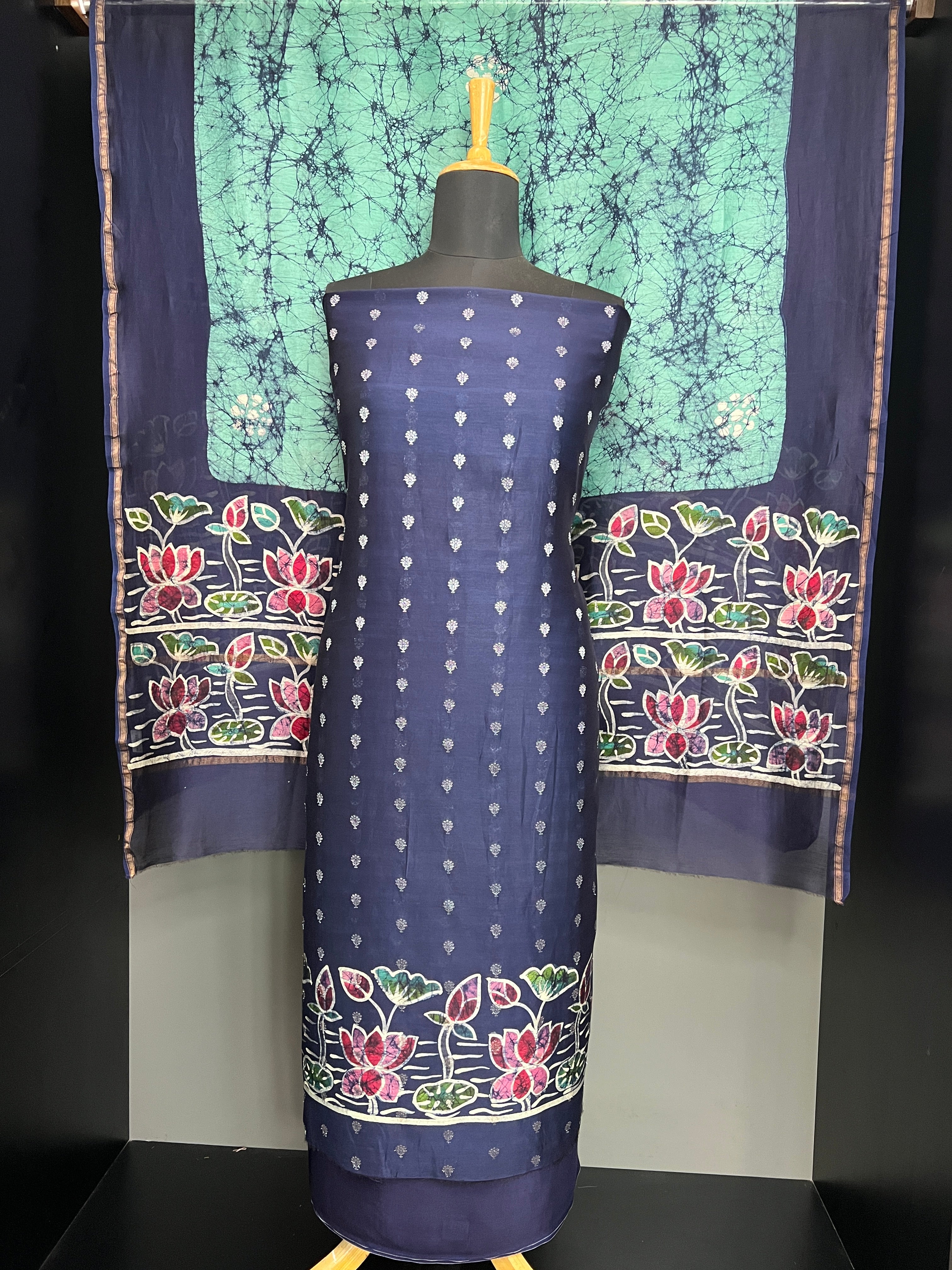 Batik Printed Chanderi Silk Salwar Set | LV539