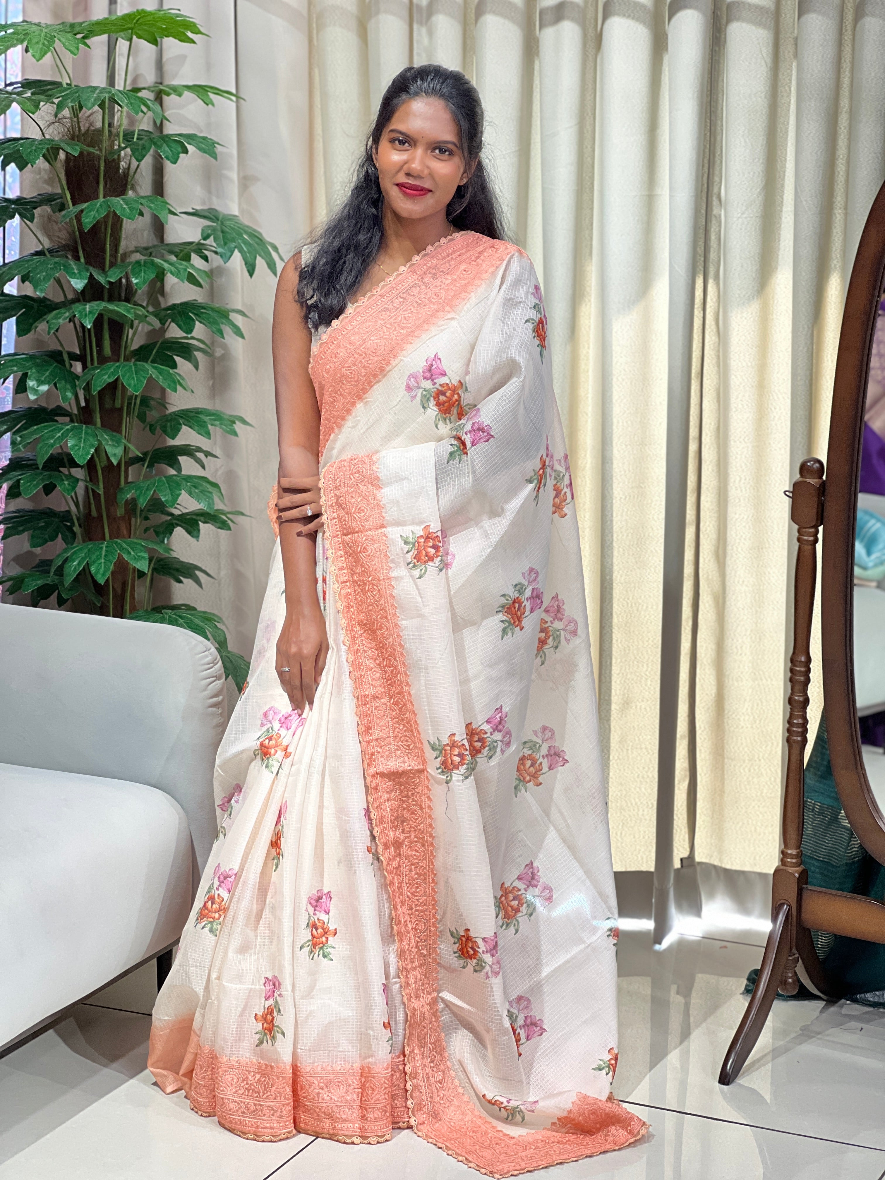 Floral Printed Kota Saree | HT377