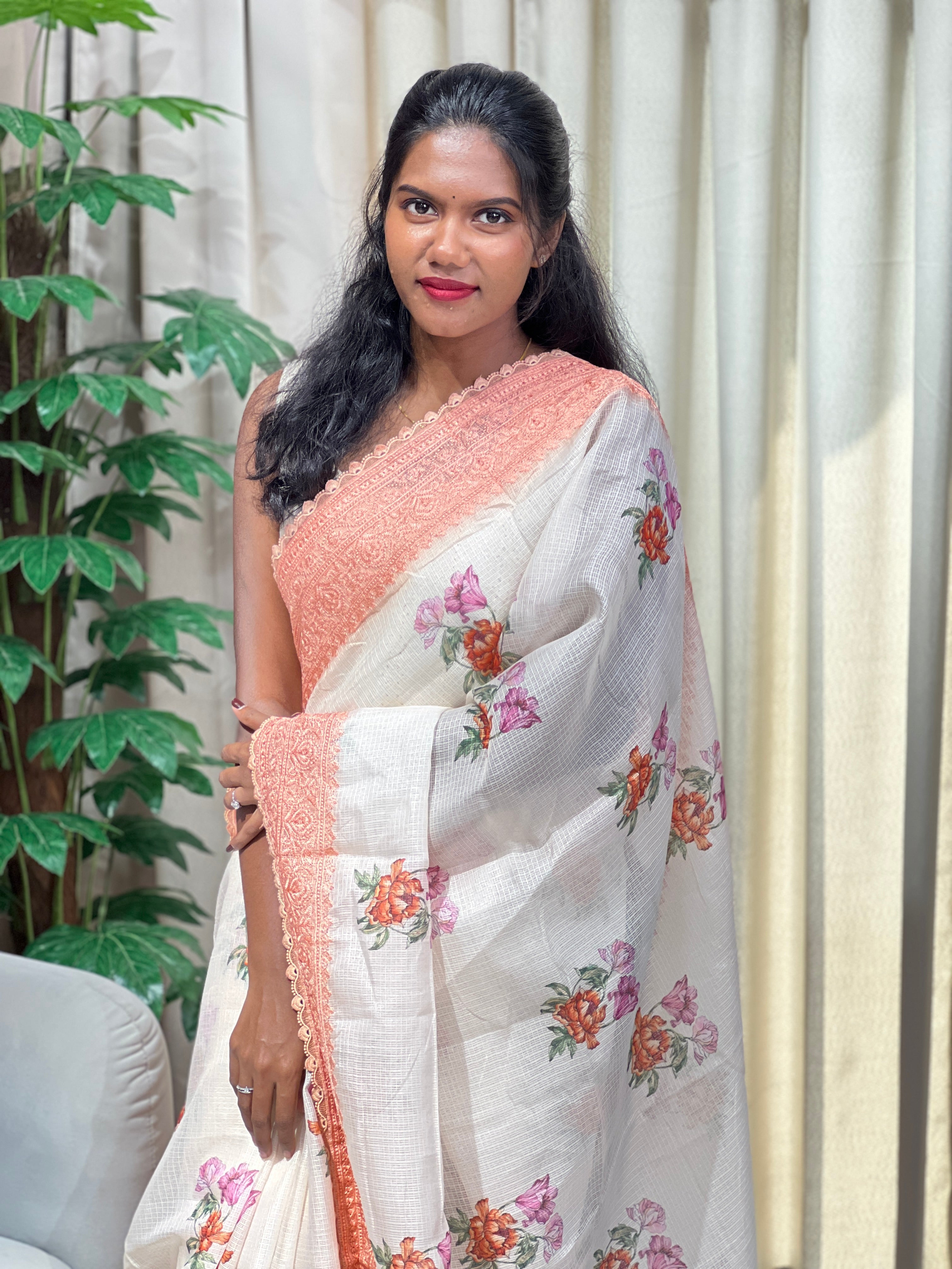 Floral Printed Kota Saree | HT377