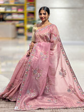 Floral Embroidered Glass Organza Saree | BLD554