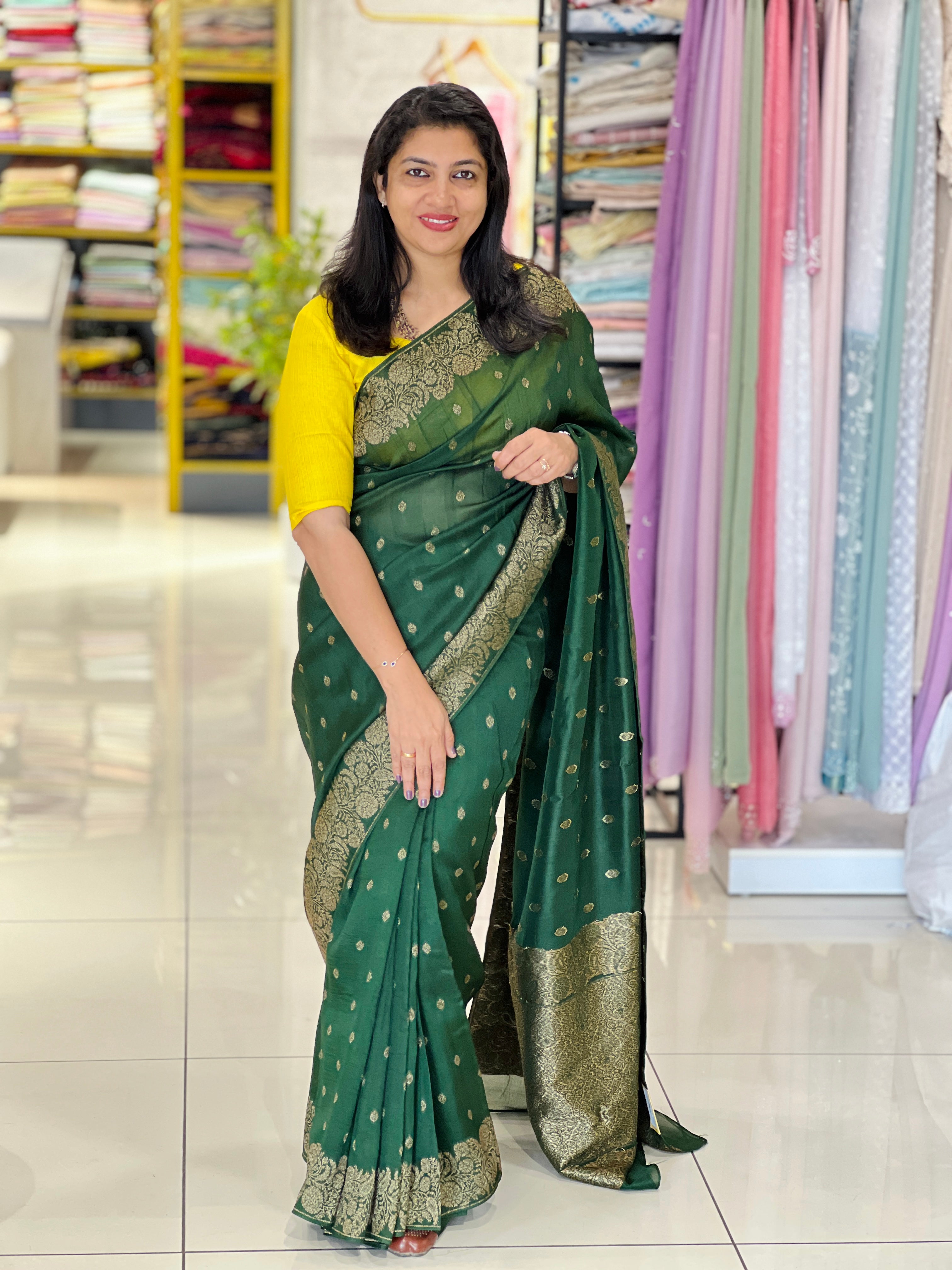 Banarasi Weaving Patterned Semi Tussar Saree |YNG1251