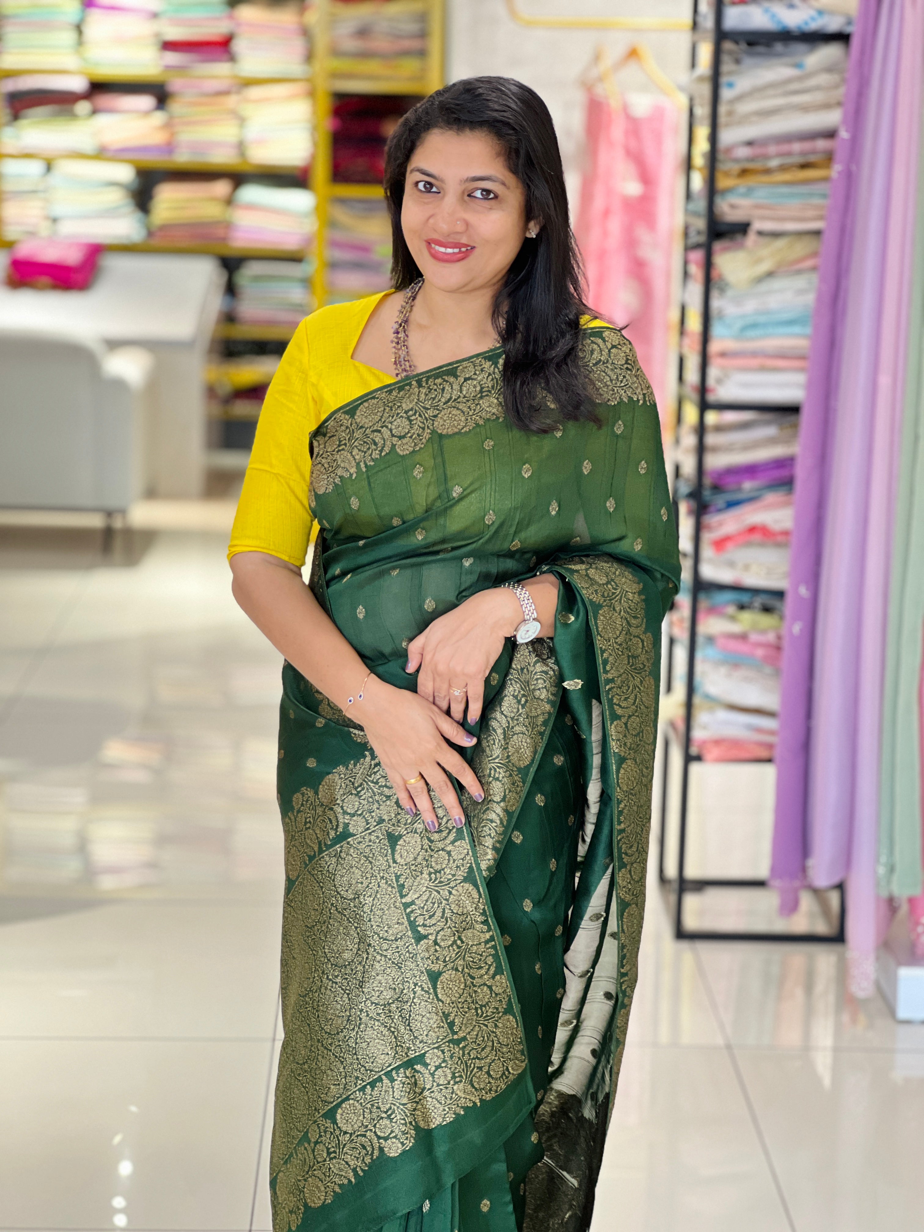 Banarasi Weaving Patterned Semi Tussar Saree |YNG1251