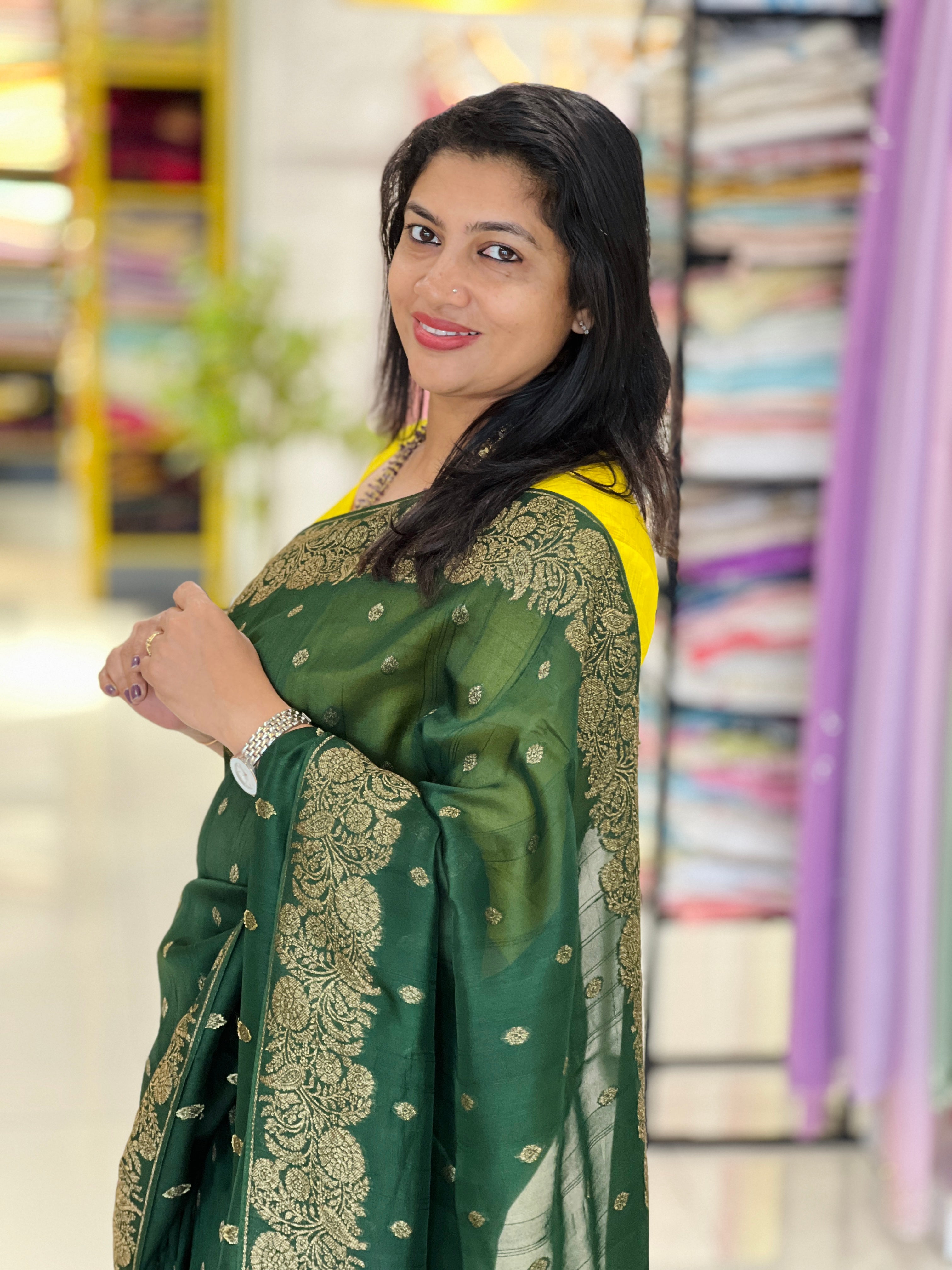 Banarasi Weaving Patterned Semi Tussar Saree |YNG1251