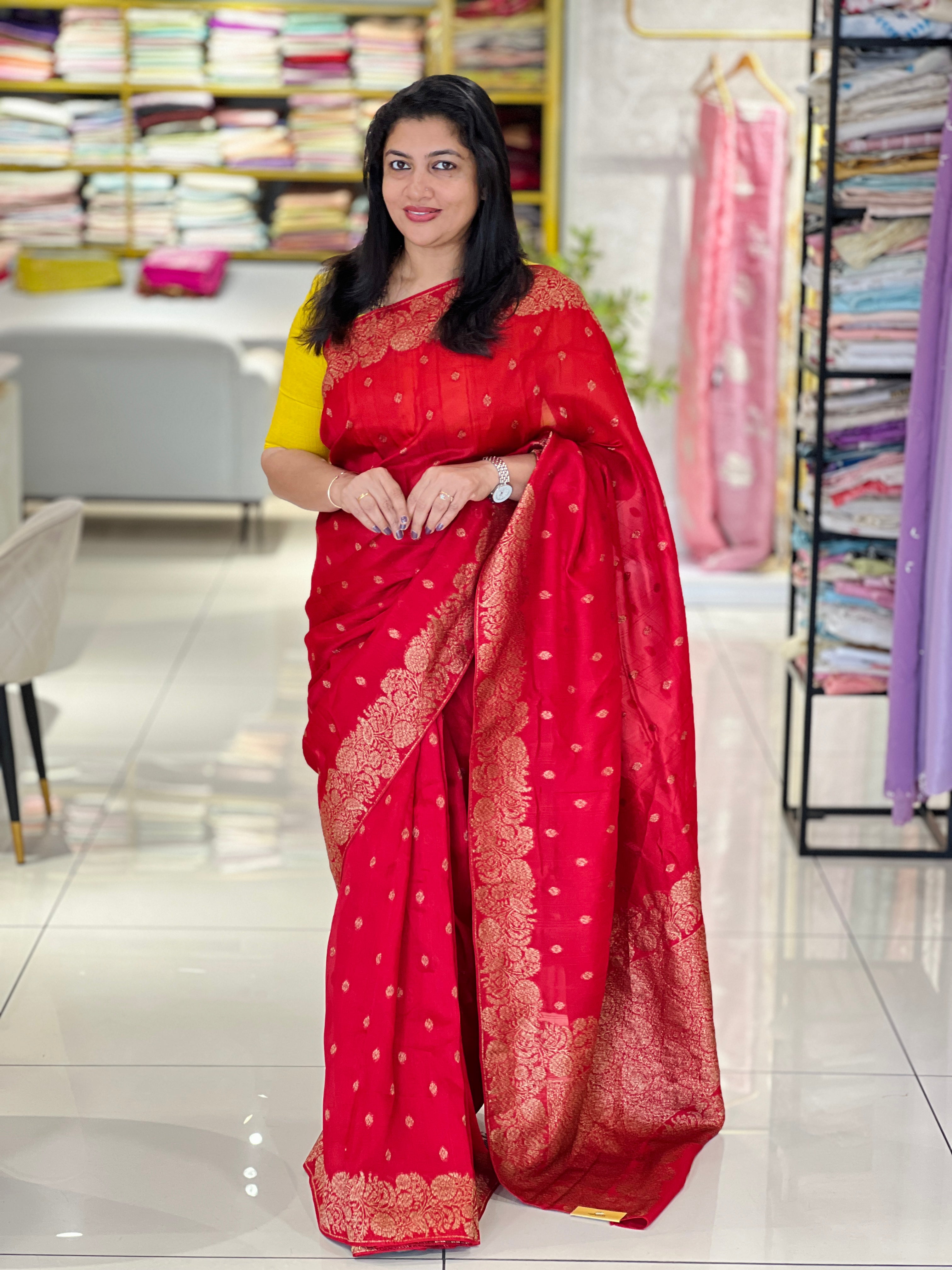 Banarasi Weaving Patterned Semi Tussar Saree |YNG1250