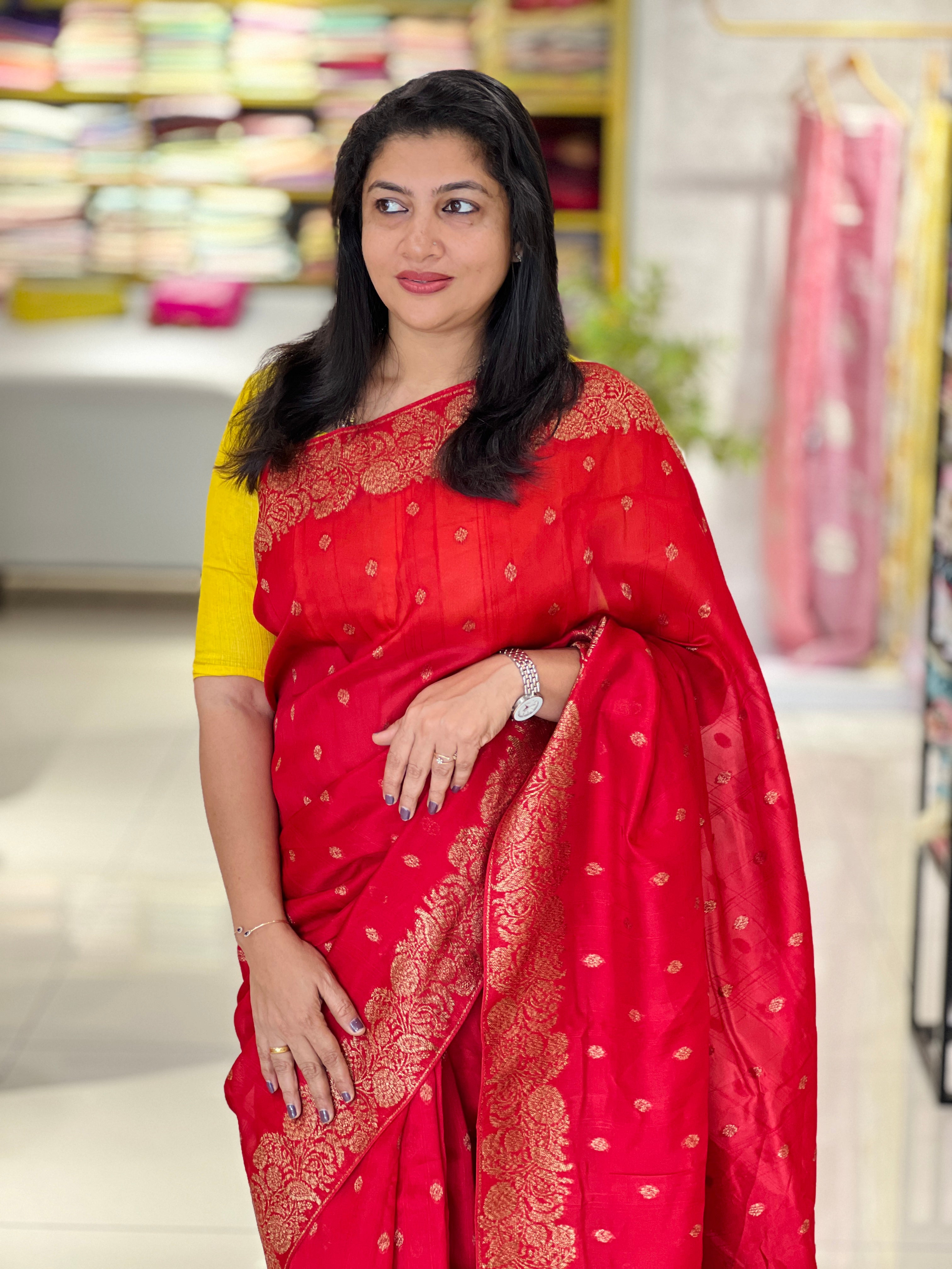 Banarasi Weaving Patterned Semi Tussar Saree |YNG1250