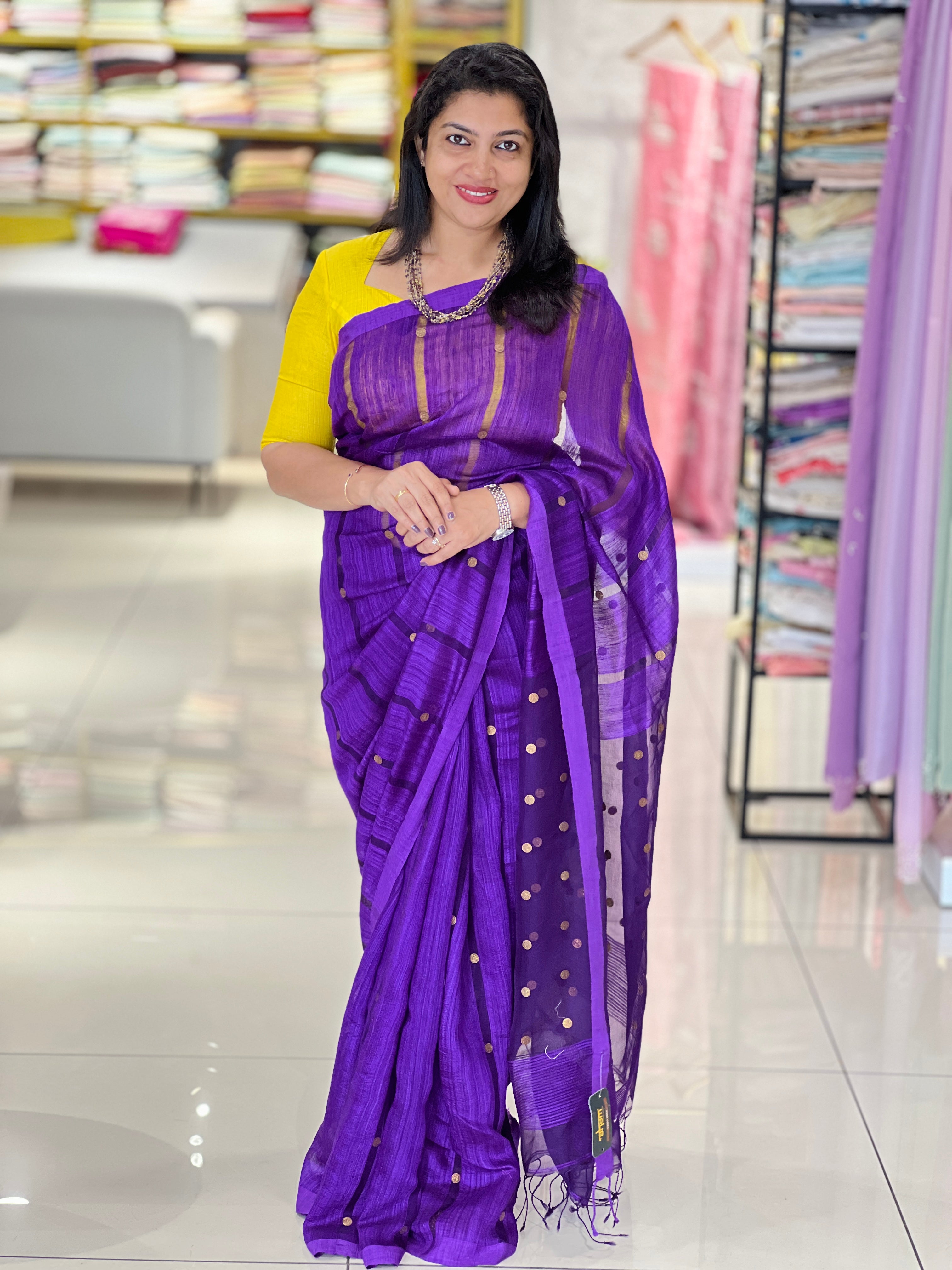 Coin Weaved Pure Tussar Matka Silk Saree |RGD1062