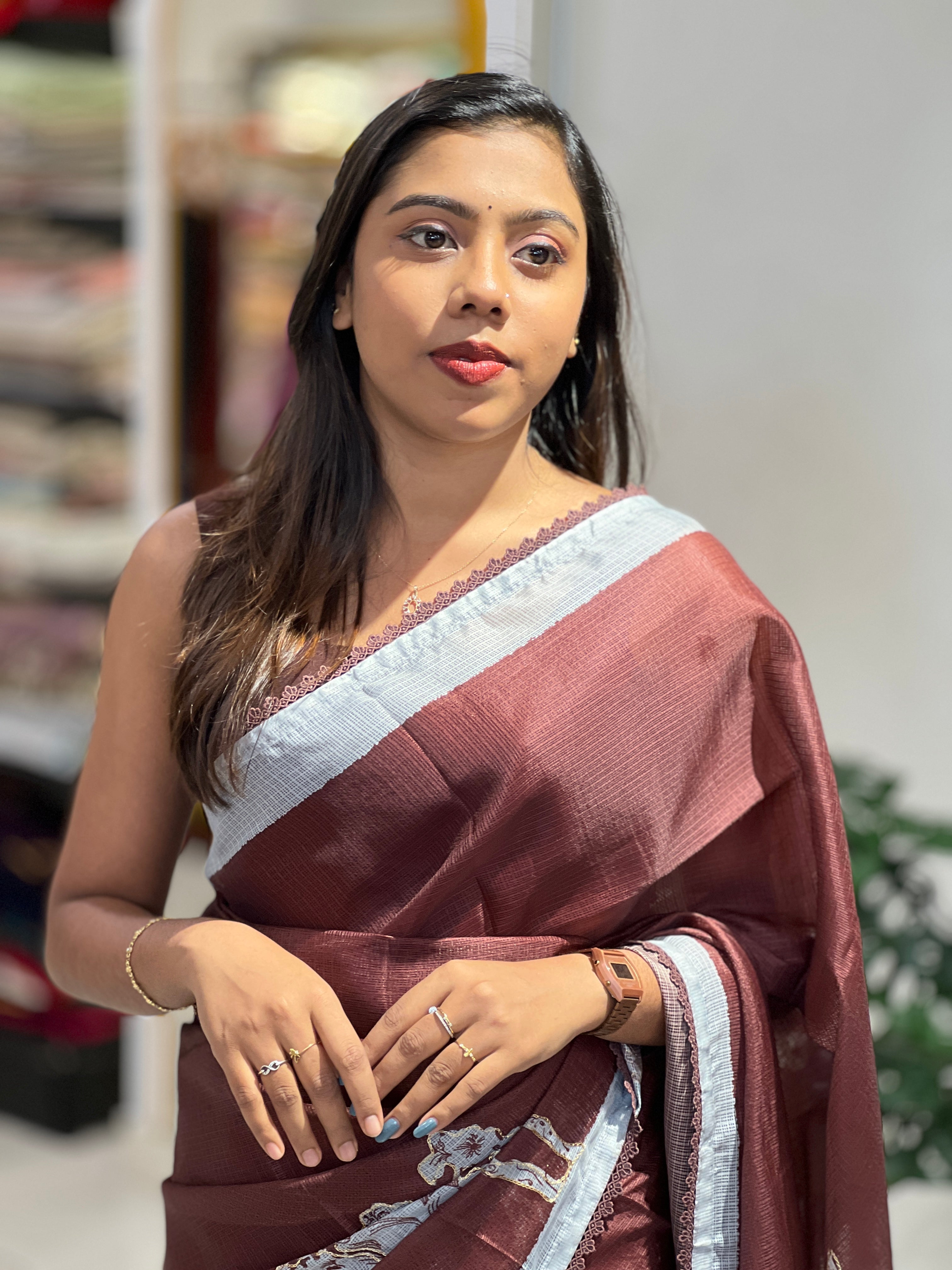 Floral Printed Kota Saree | HT418