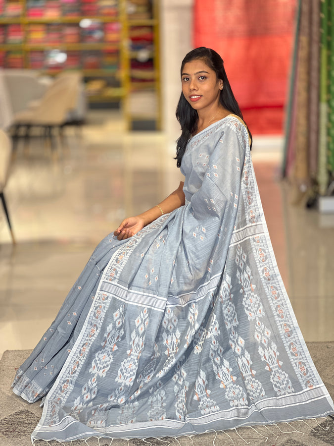 Copper Zeri Weaving Bhagalpuri Linen Saree | RP719
