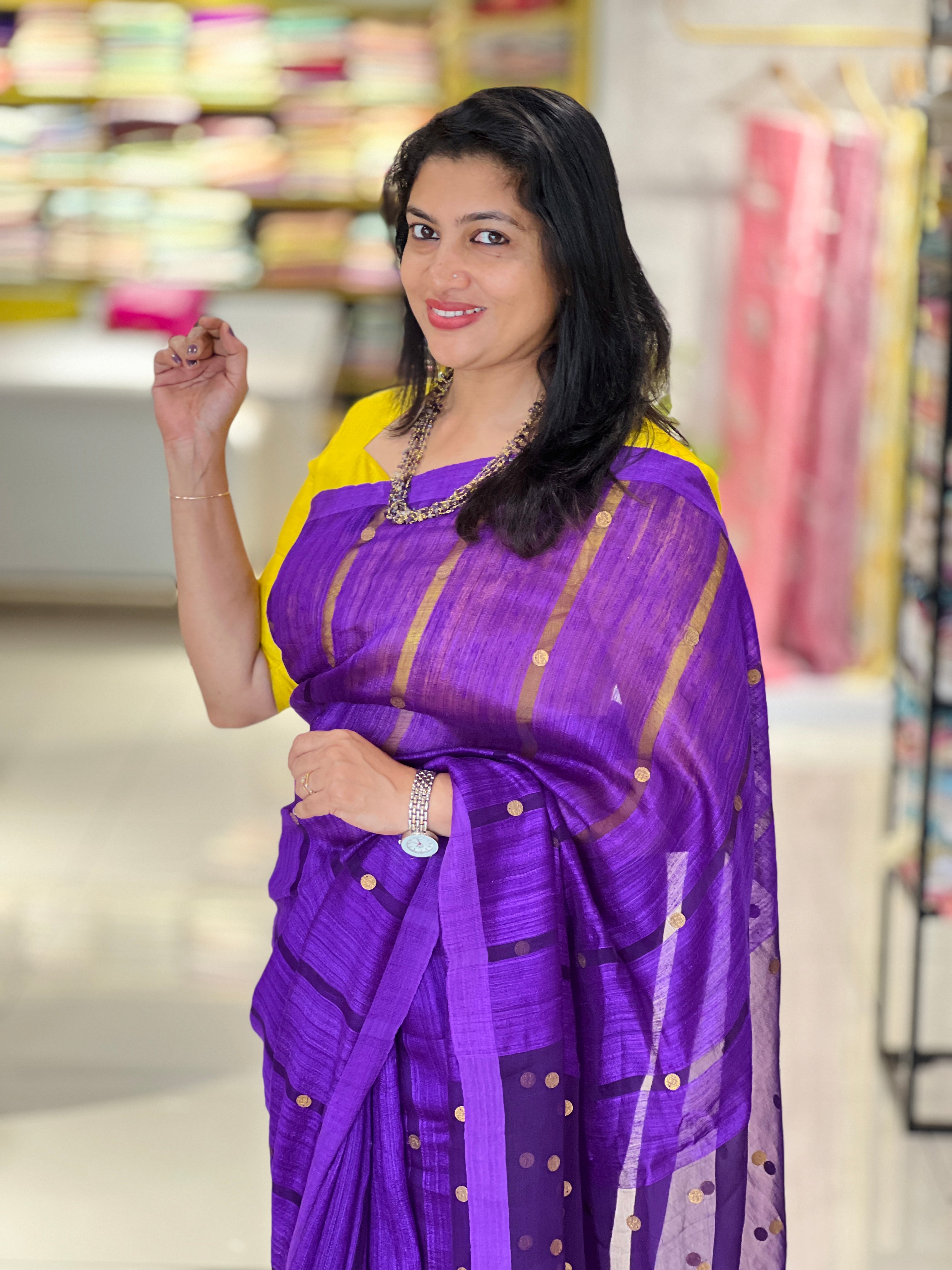 Coin Weaved Pure Tussar Matka Silk Saree |RGD1062
