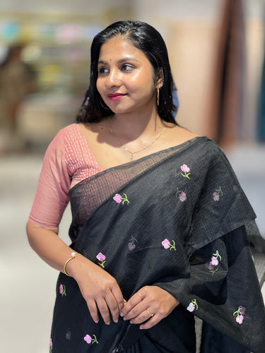 Floral Embroidery Pattern Silky Kota Saree | NHH437