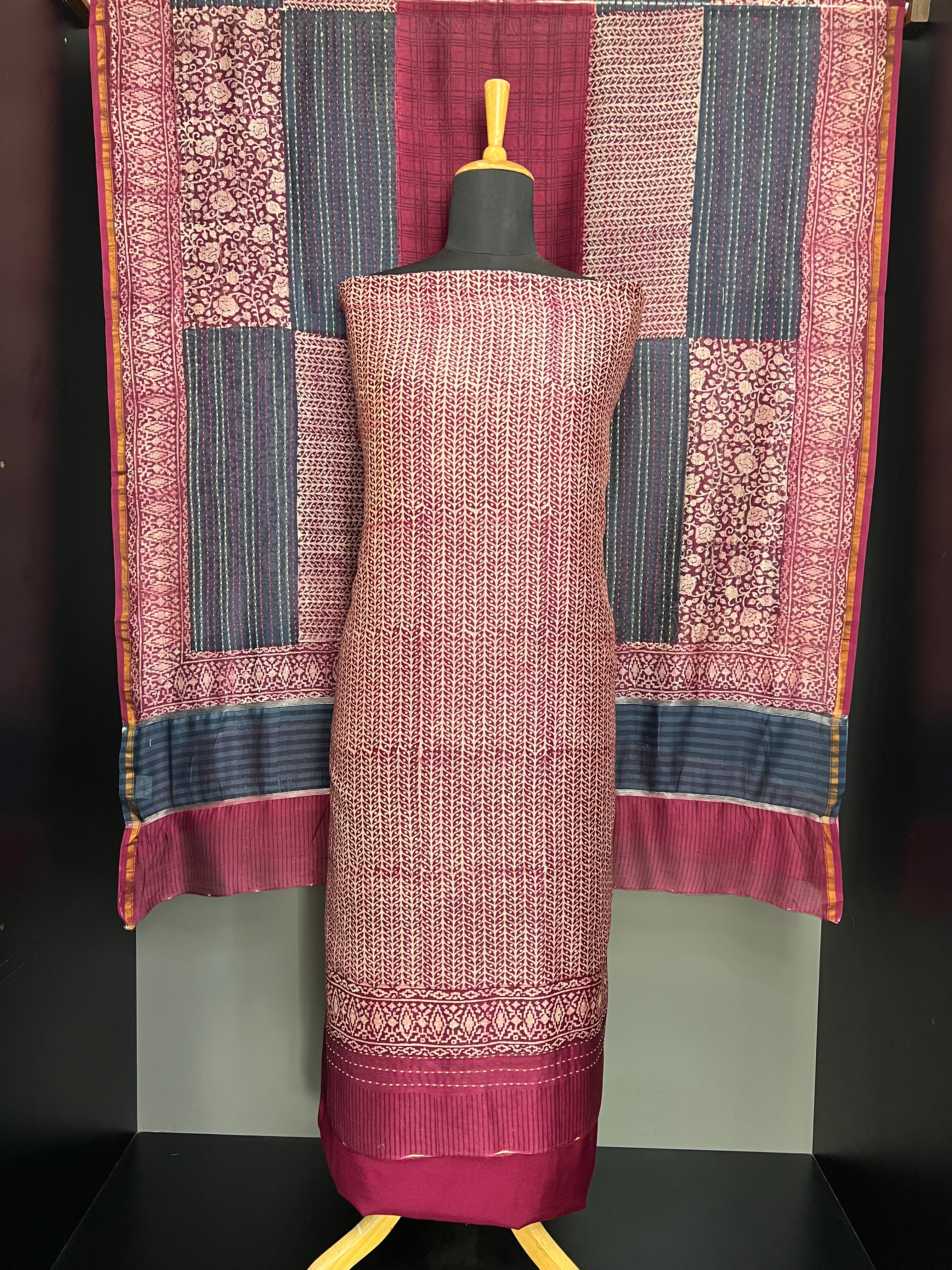 Digital Print With Kantha Detailed Chanderi Salwar Set | LV560