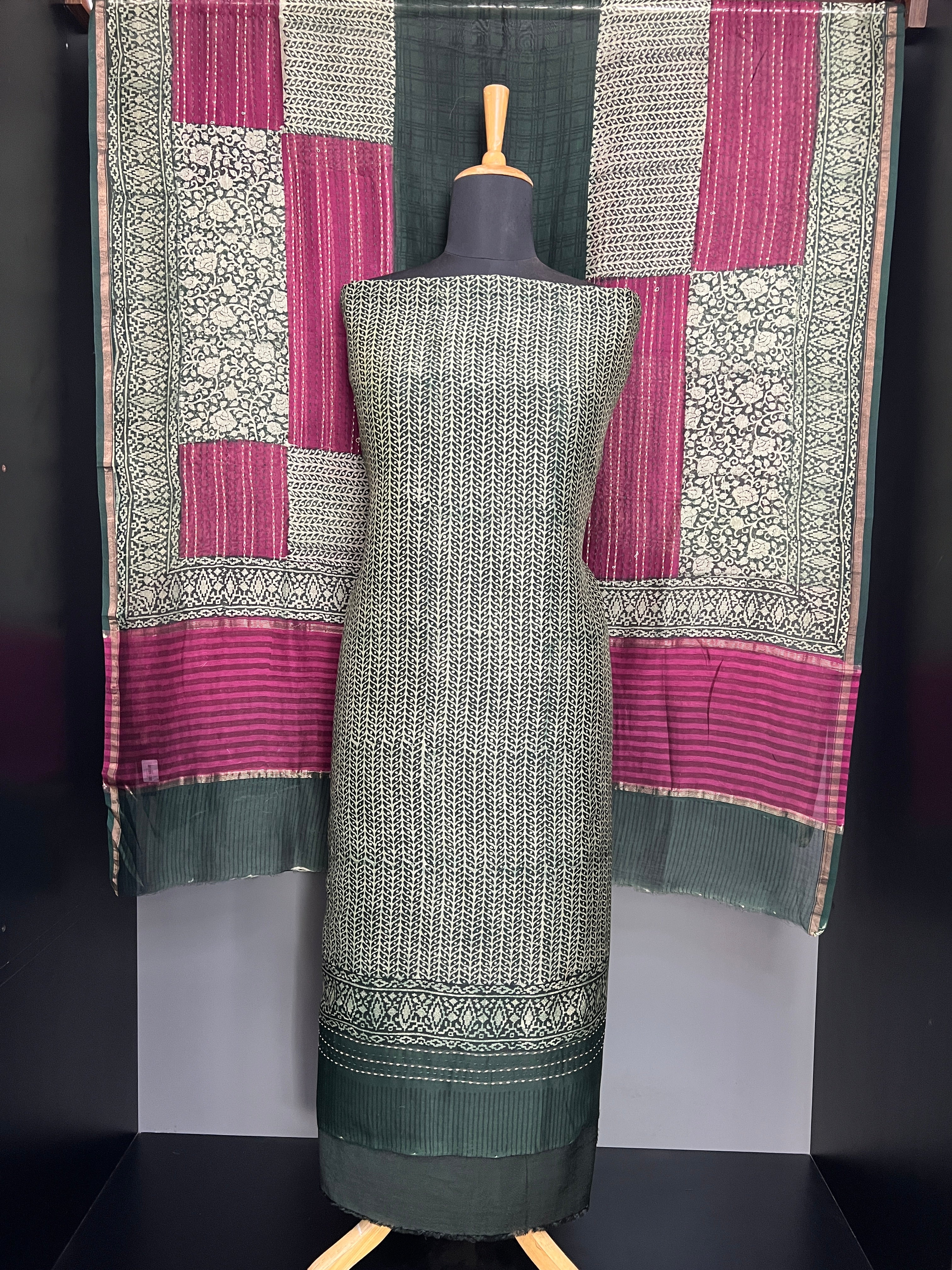 Digital Print With Kantha Detailed Chanderi Salwar Set | LV559