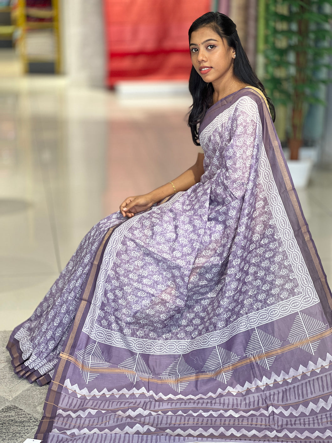 Print Patterned Chanderi Finish Saree | VDA101