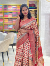 Block Printed Tussur Saree | MNH457