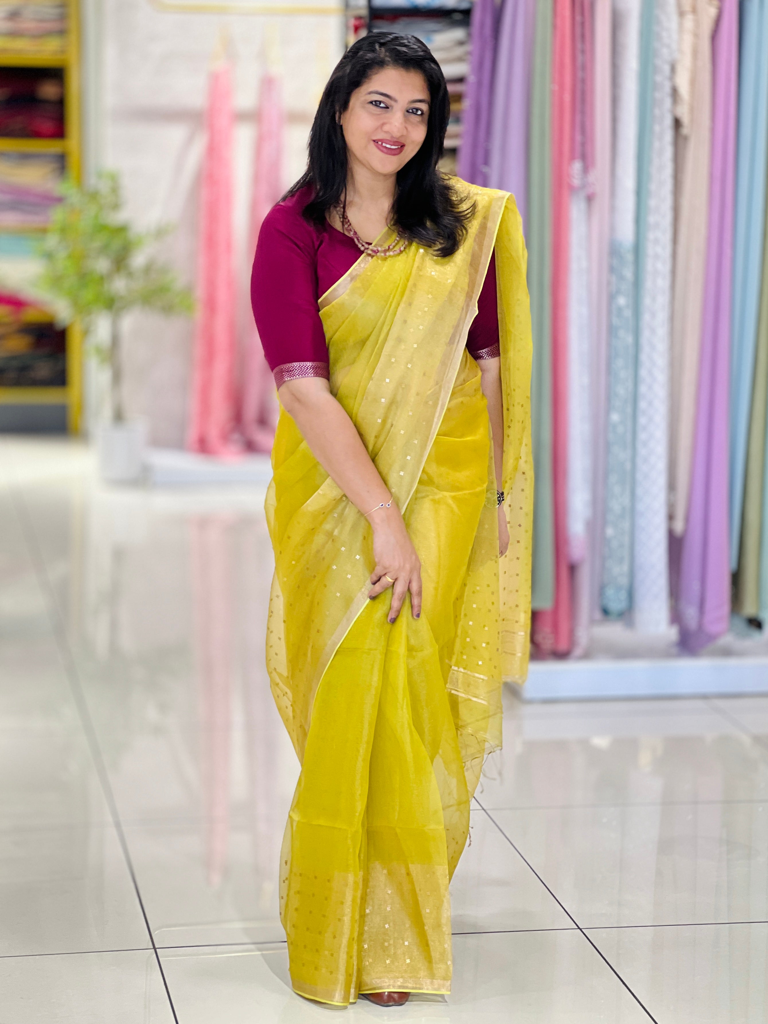 Basket Weaved Tissue Saree | EVA138